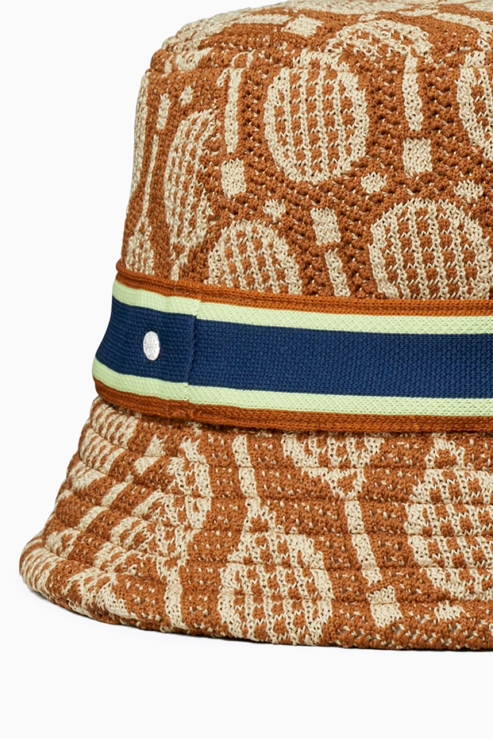 Buy Tory Burch Brown Racquets Bucket Hat in Knit For Women Online
