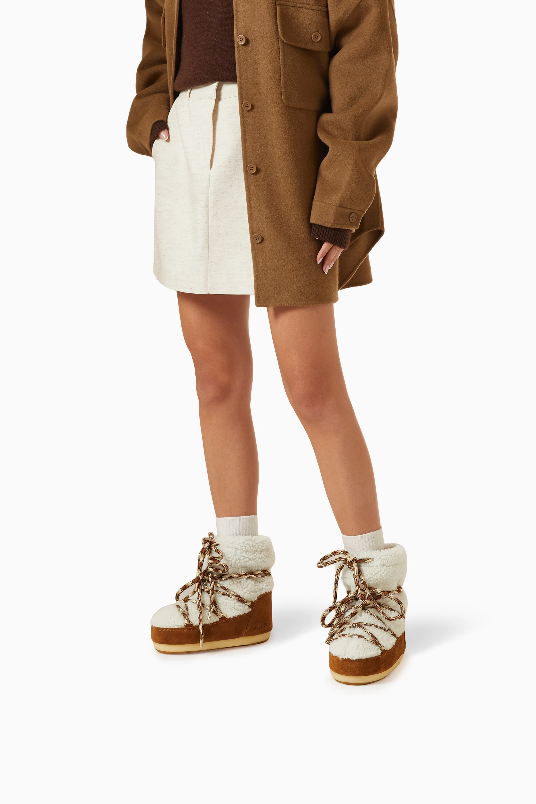 Buy Moon Boot Brown LAB69 Icon Light Low Boots in Shearling