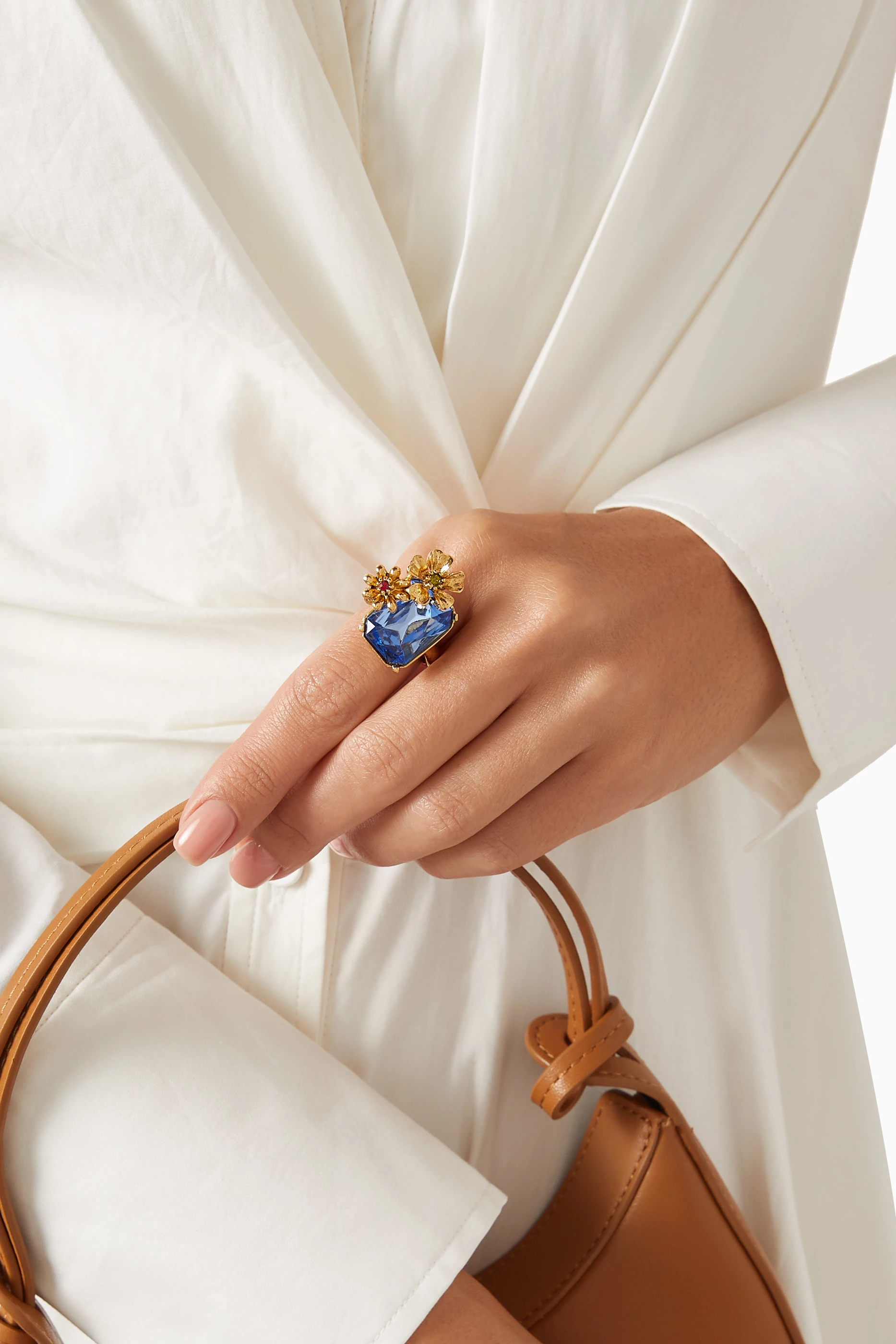 Buy Oscar de la Renta Blue Flower Ring in Metal For Women Online Ounass Saudi
