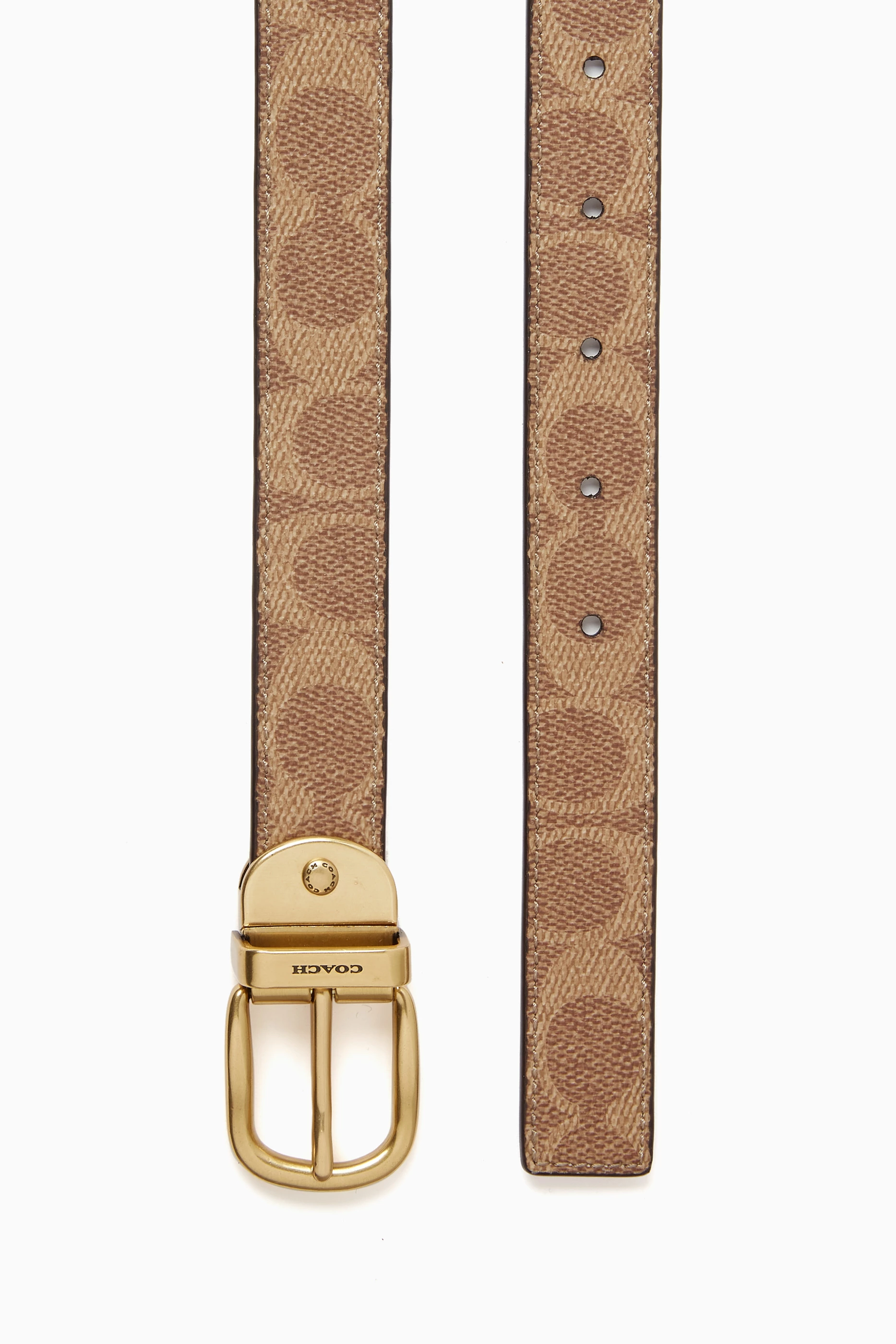 Coach Gold Buckle White and Brown Belt Urban Threads | New Coach belts ? Already obsessed  main image 3