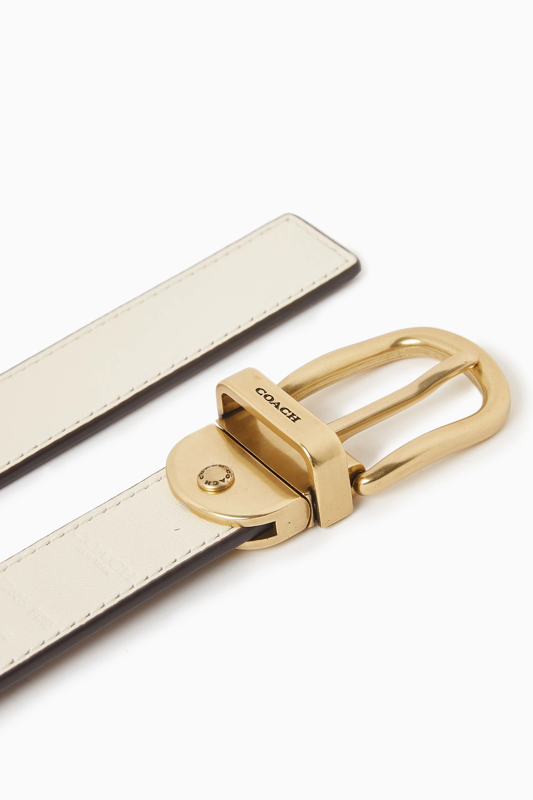 Ladies Coach white leather belt Buy Coach White Harness Buckle Reversible Belt, 25mm For  main image 2