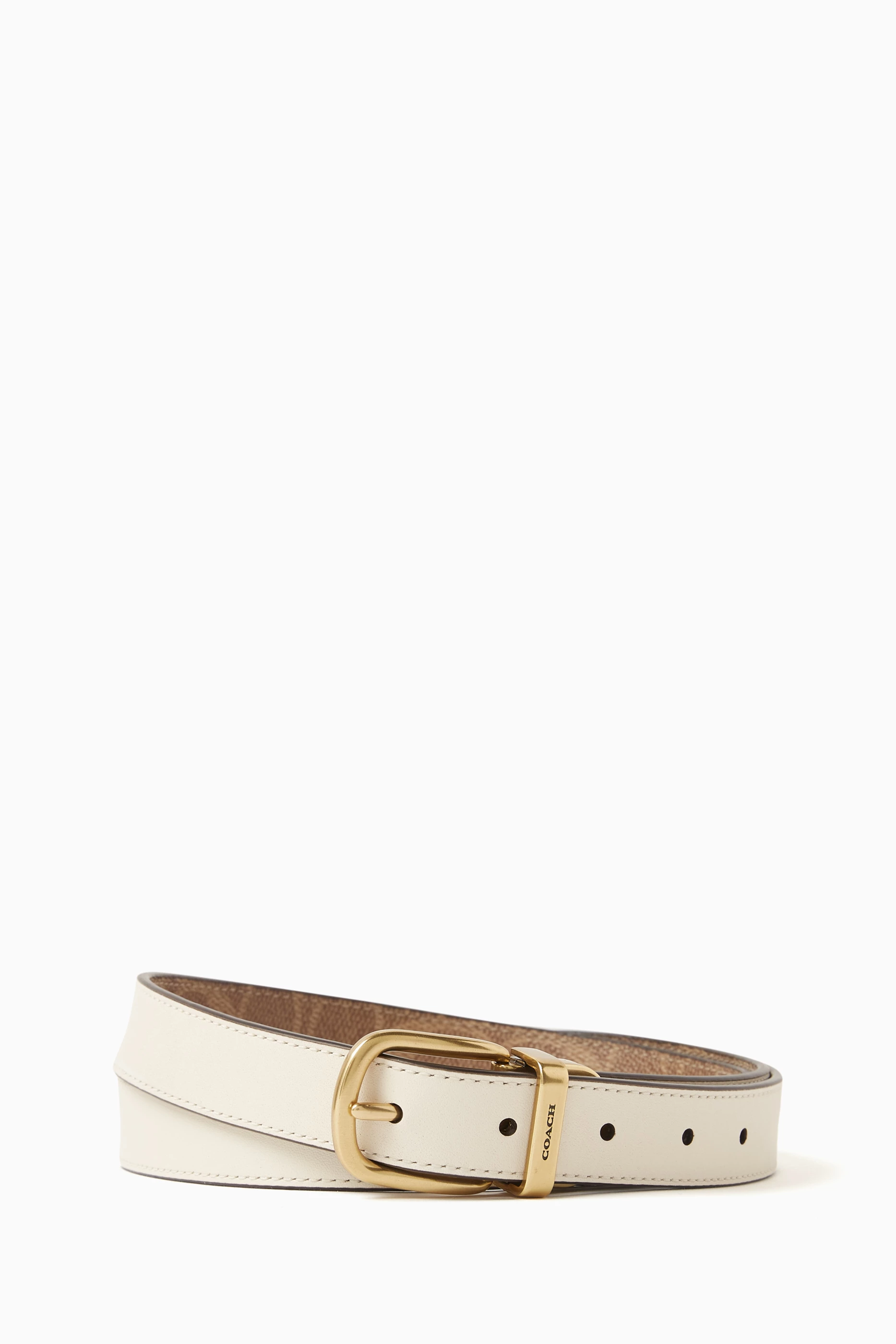 Coach Gold Buckle White and Brown Belt Urban Threads | New Coach belts ? Already obsessed  main image 2