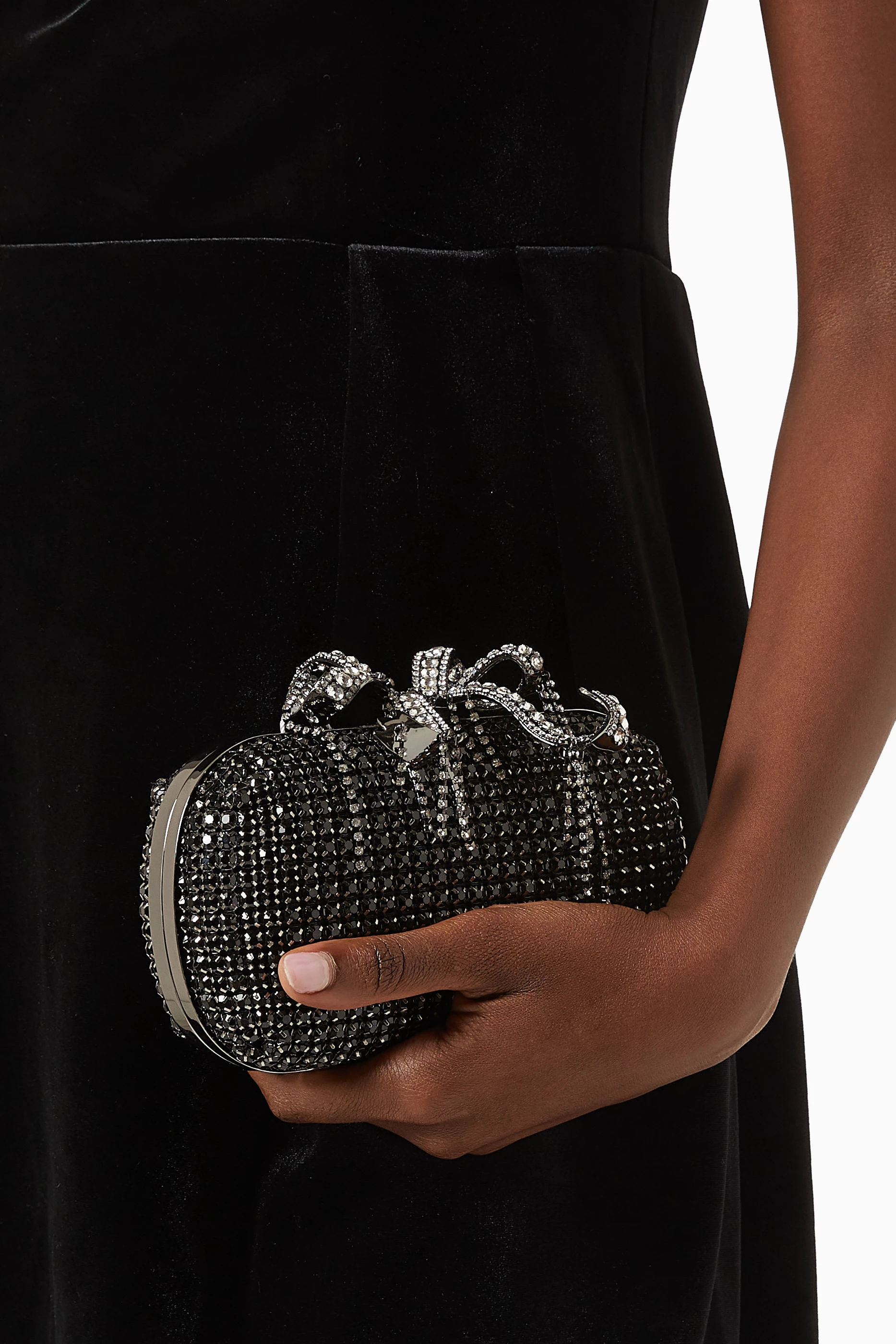 Buy Self Portrait Black Clutch Bag in Crystal embellished Chainmail For Women Online Ounass Saudi