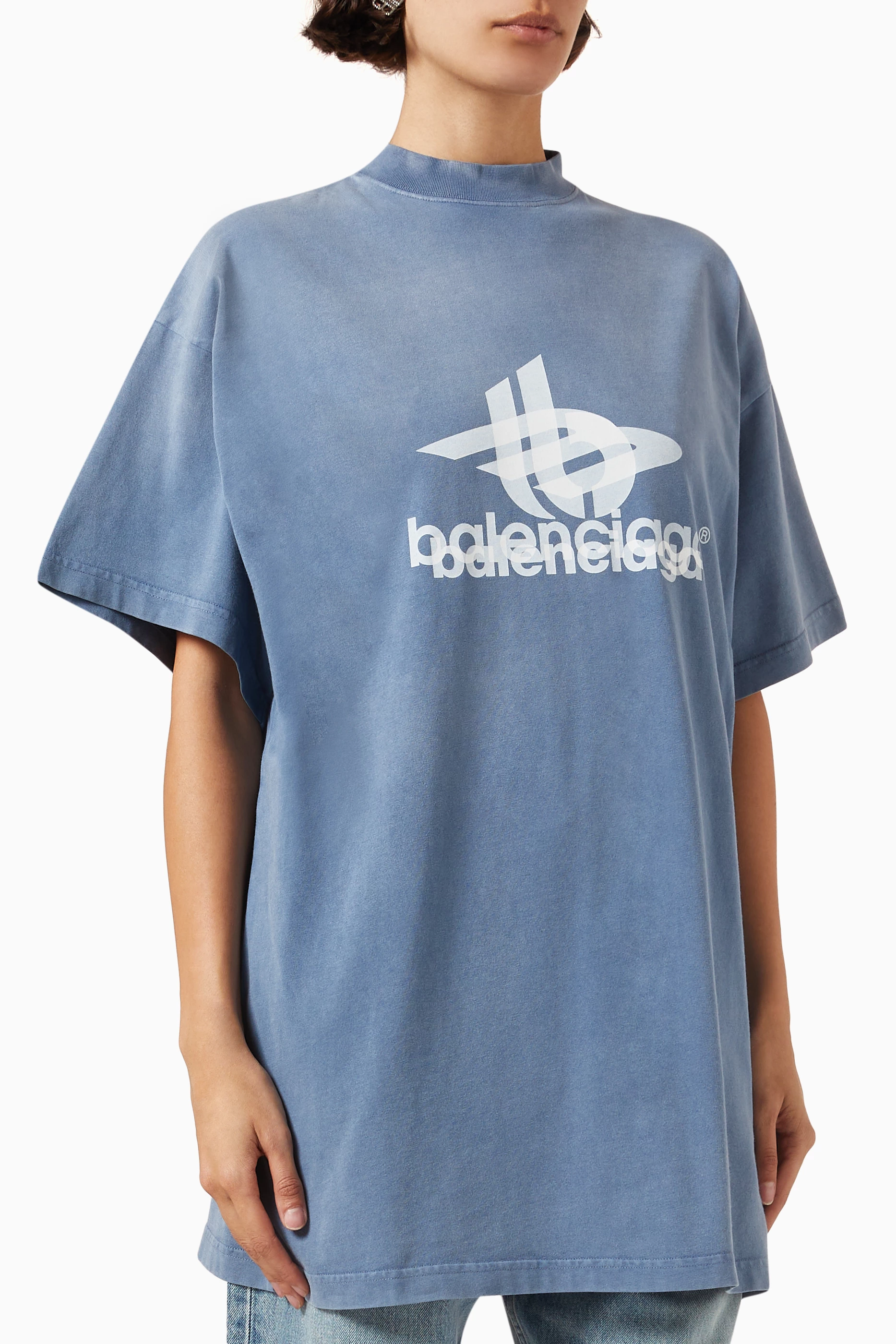 Buy Balenciaga Blue Layered Sports Oversized T-shirt in Vintage Jersey For  UNISEX Online | Ounass Saudi