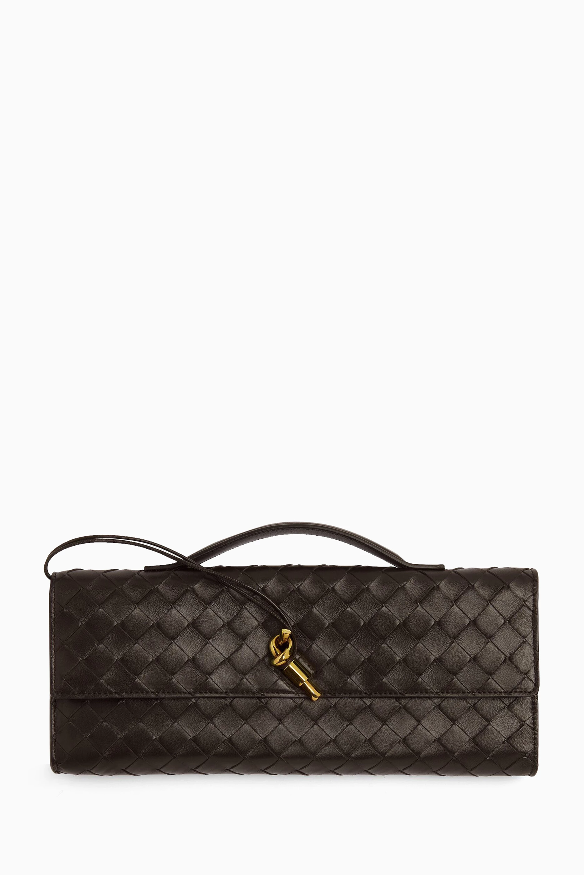Buy Bottega Veneta Brown Andiamo Clutch in Intrecciato Leather For Women Online Ounass Saudi