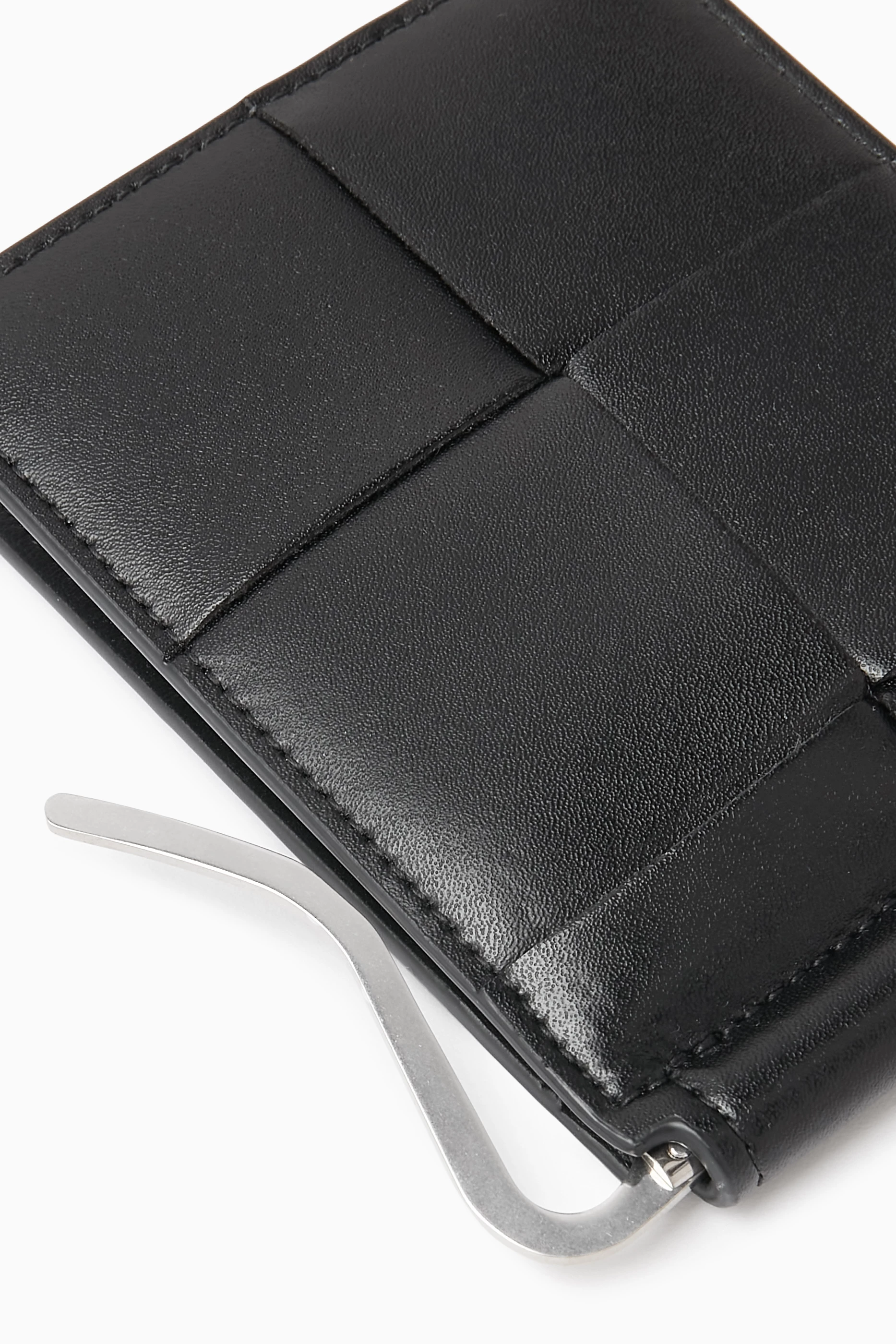 Buy Bottega Veneta Black Cassette Bill Clip Wallet in Intreccio