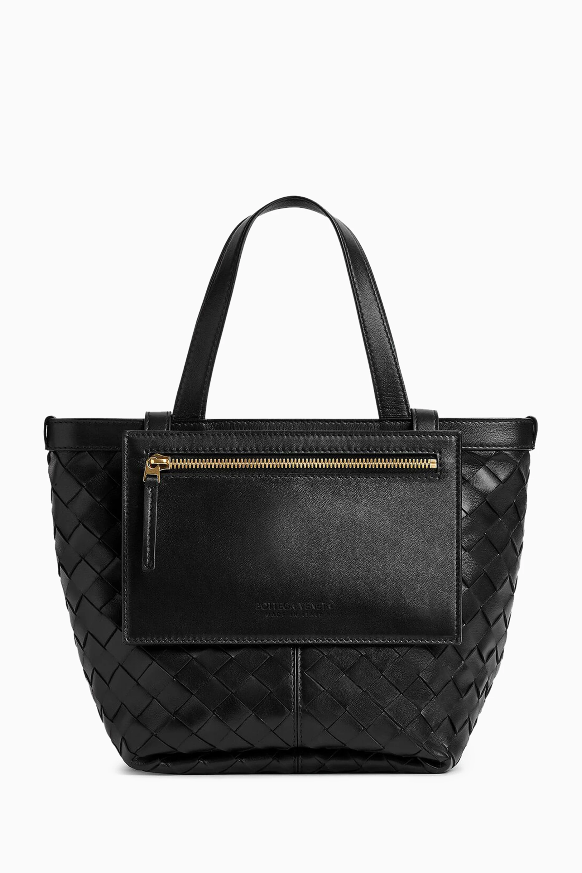 Buy Bottega Veneta Black Small Flip Flap Bag in Intrecciato