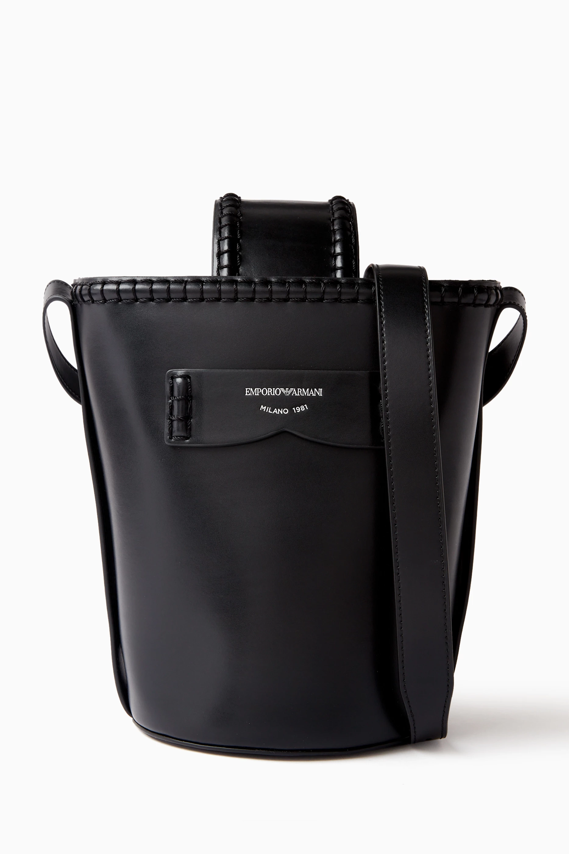 Buy Emporio Armani Black Bucket Bag in Leather For Women Online Ounass Saudi