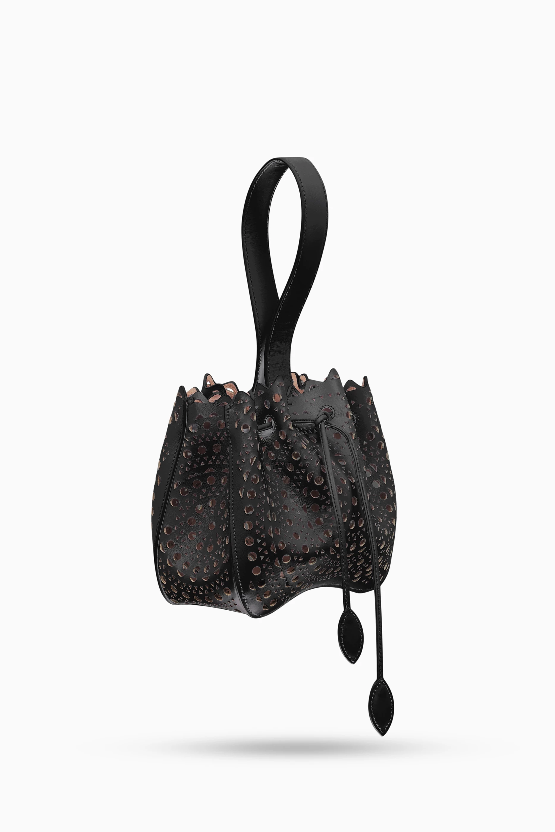 Buy Alaïa Black Rose Marie Top Handle Bag In Vienne Lux Calfskin