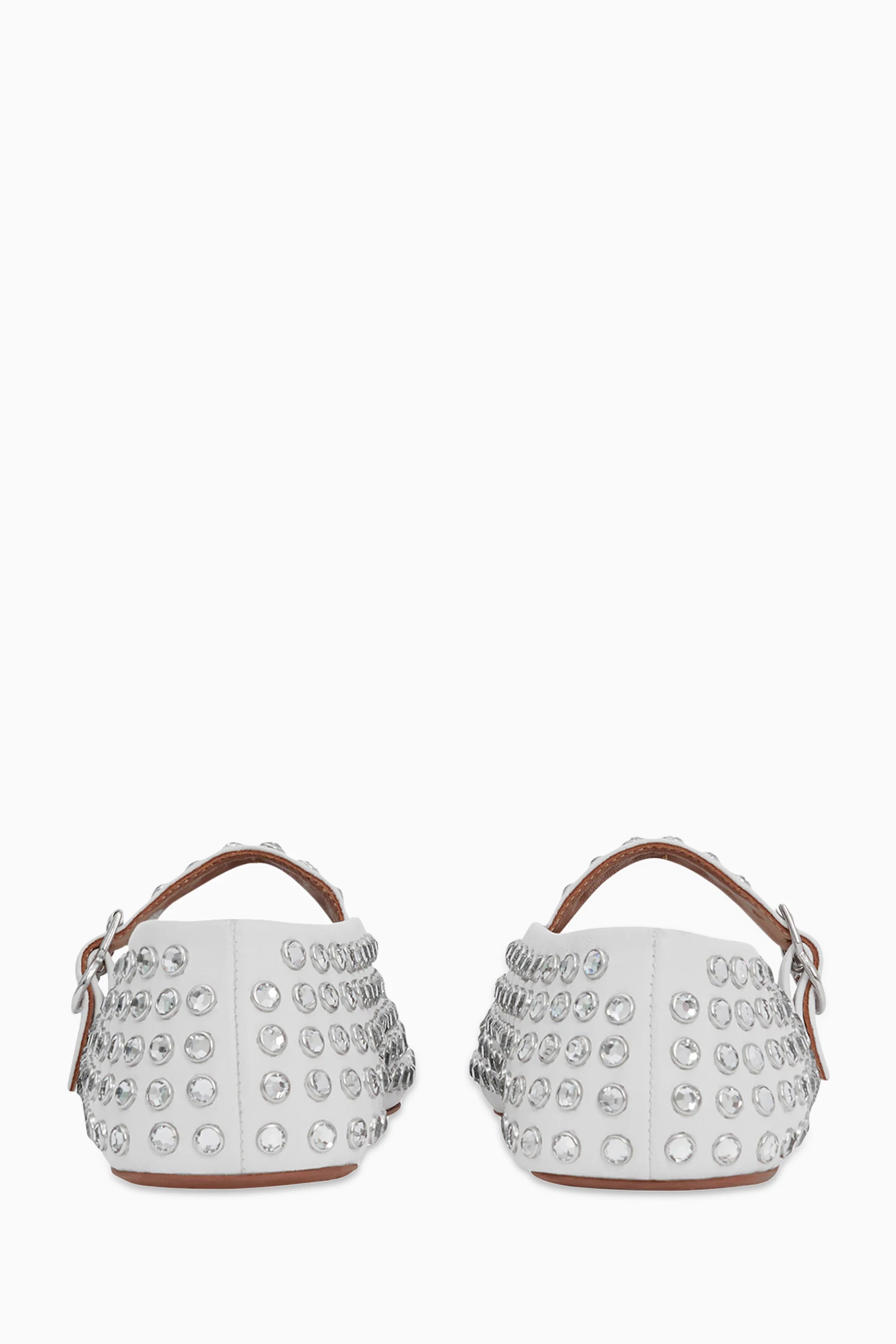 Buy Alaïa White Crystal-embellished Ballet Flats in Nappa