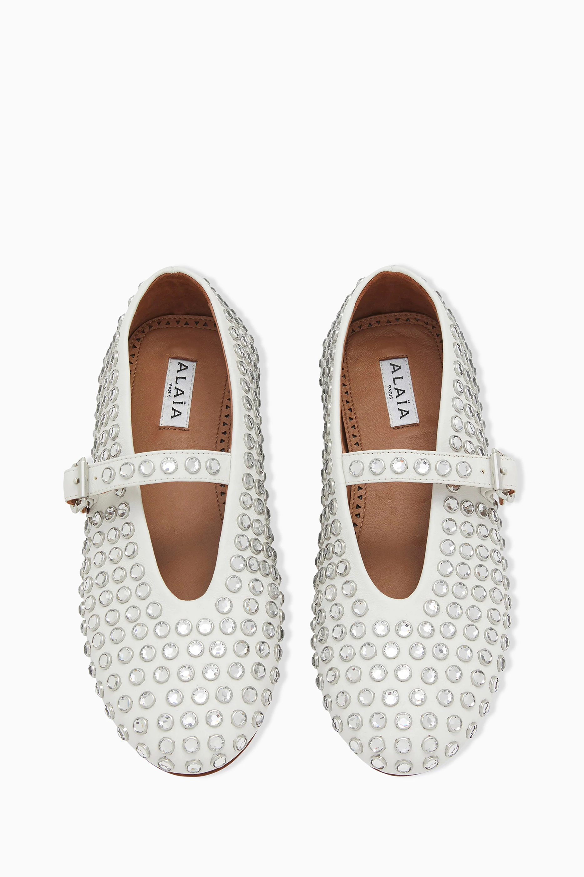 バレエシューズ Alaia Nappa Ballerinas With Crystals ALAIA nappa ballerinas with crystalsフラットシューズ (ALAIA