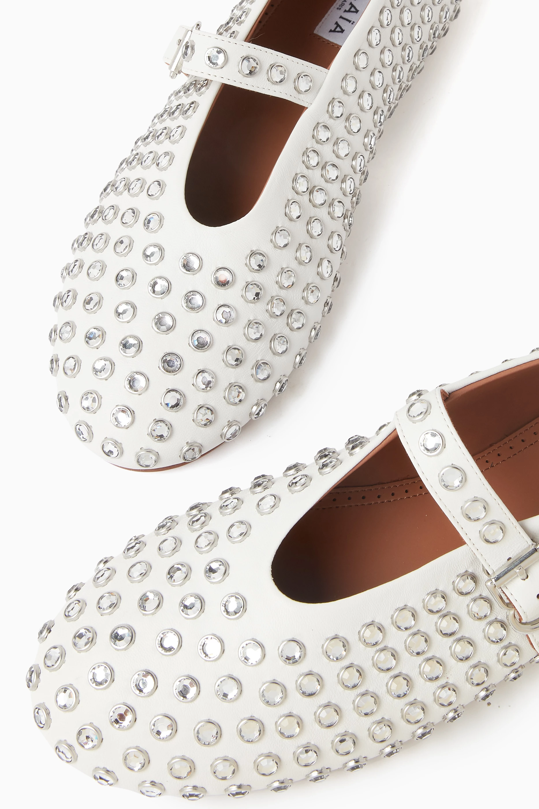 White embellished flats on sale