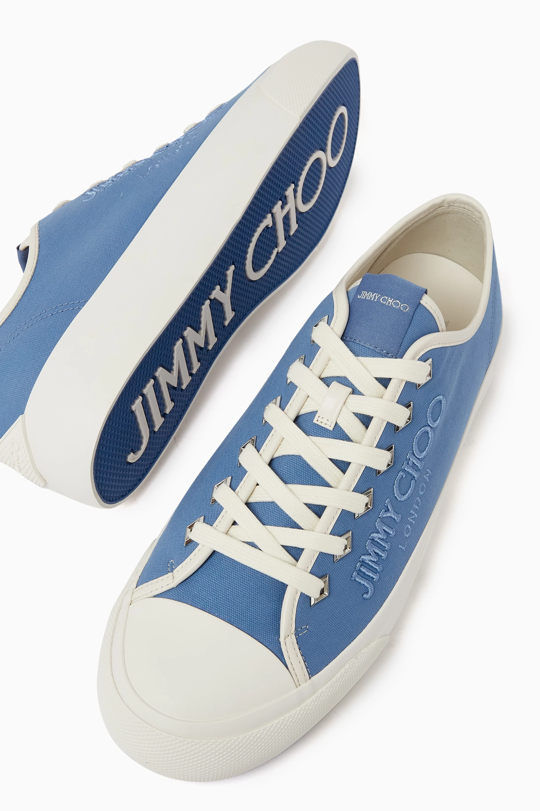 Buy Jimmy Choo Blue Palma M Logo Sneakers in Canvas For Men Online Ounass Saudi