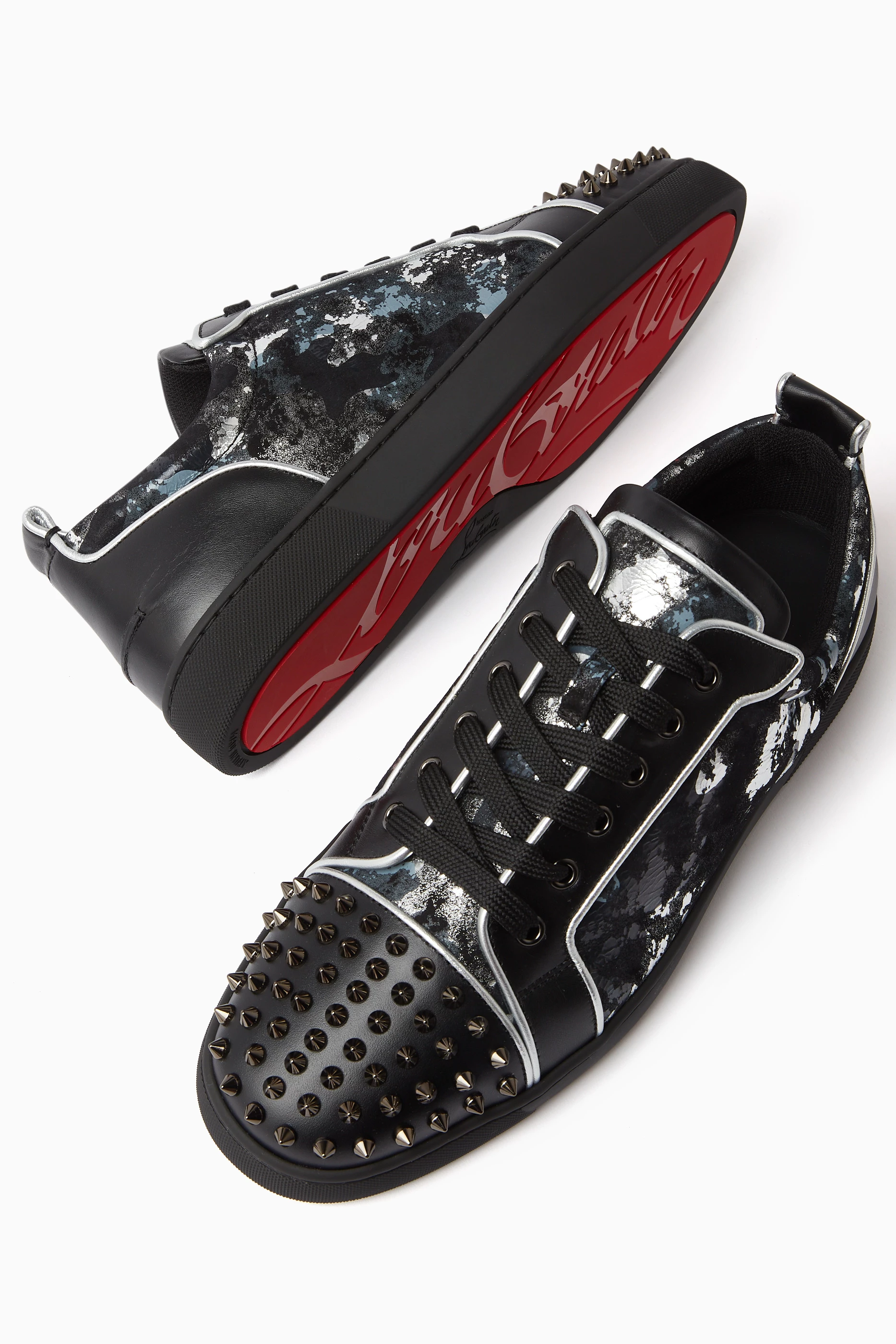 Buy Christian Louboutin Black Louis Junior Spikes Low top Sneakers in Calf Leather For Men Online Ounass Saudi