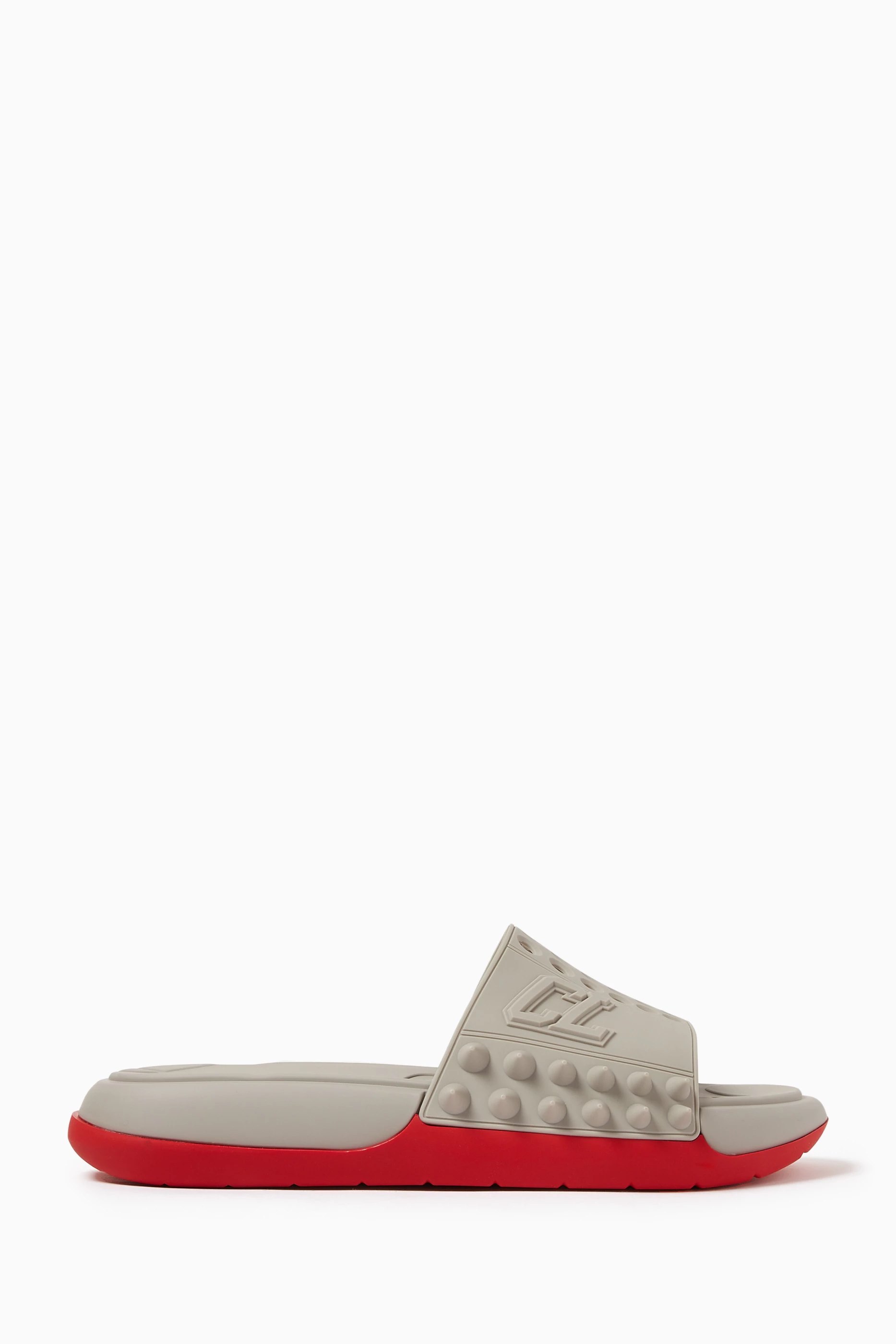 Buy Christian Louboutin Grey Take It Easy Slides in Rubber For Men Online Ounass Saudi