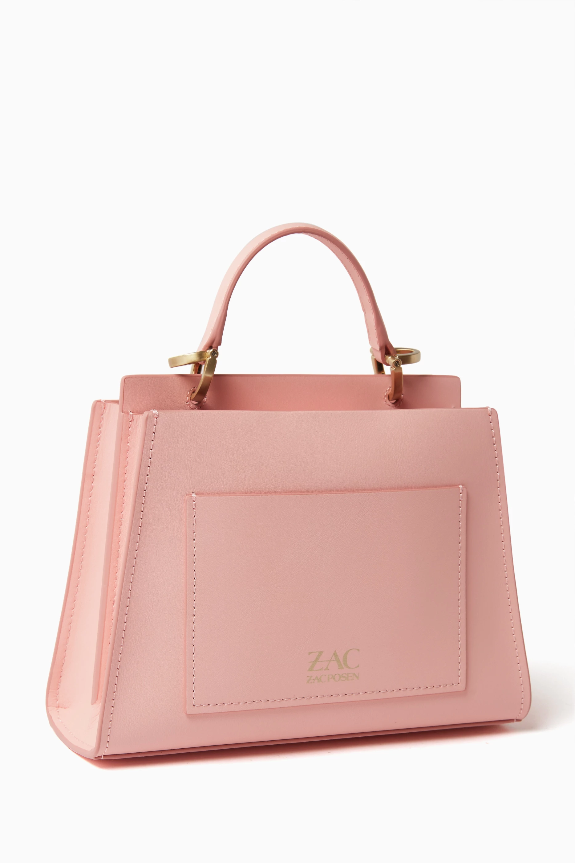 Buy ZAC Zac Posen Pink Small Earthette Double Compartment Top Handle Bag in Soft Leather For Women Online Ounass Saudi