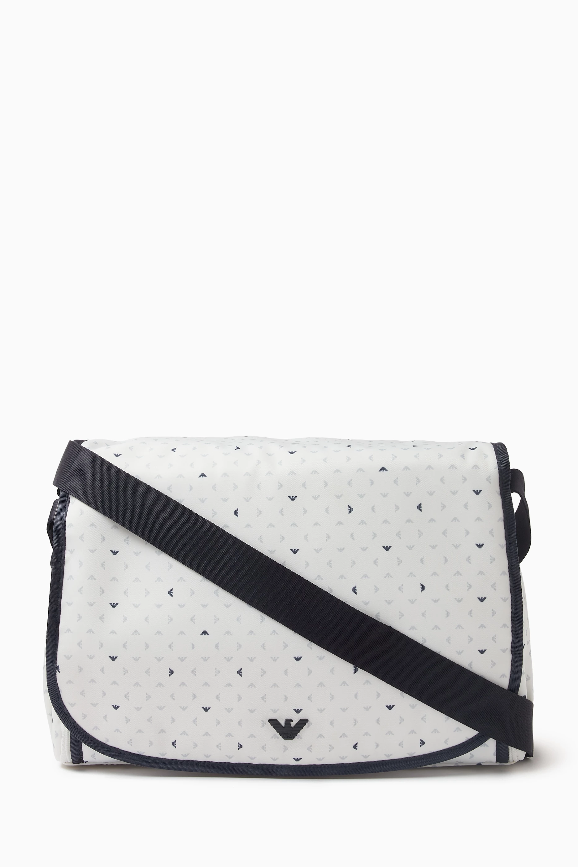 Buy Emporio Armani White All over Logo Diaper Bag in Nylon For Kids Online Ounass Saudi
