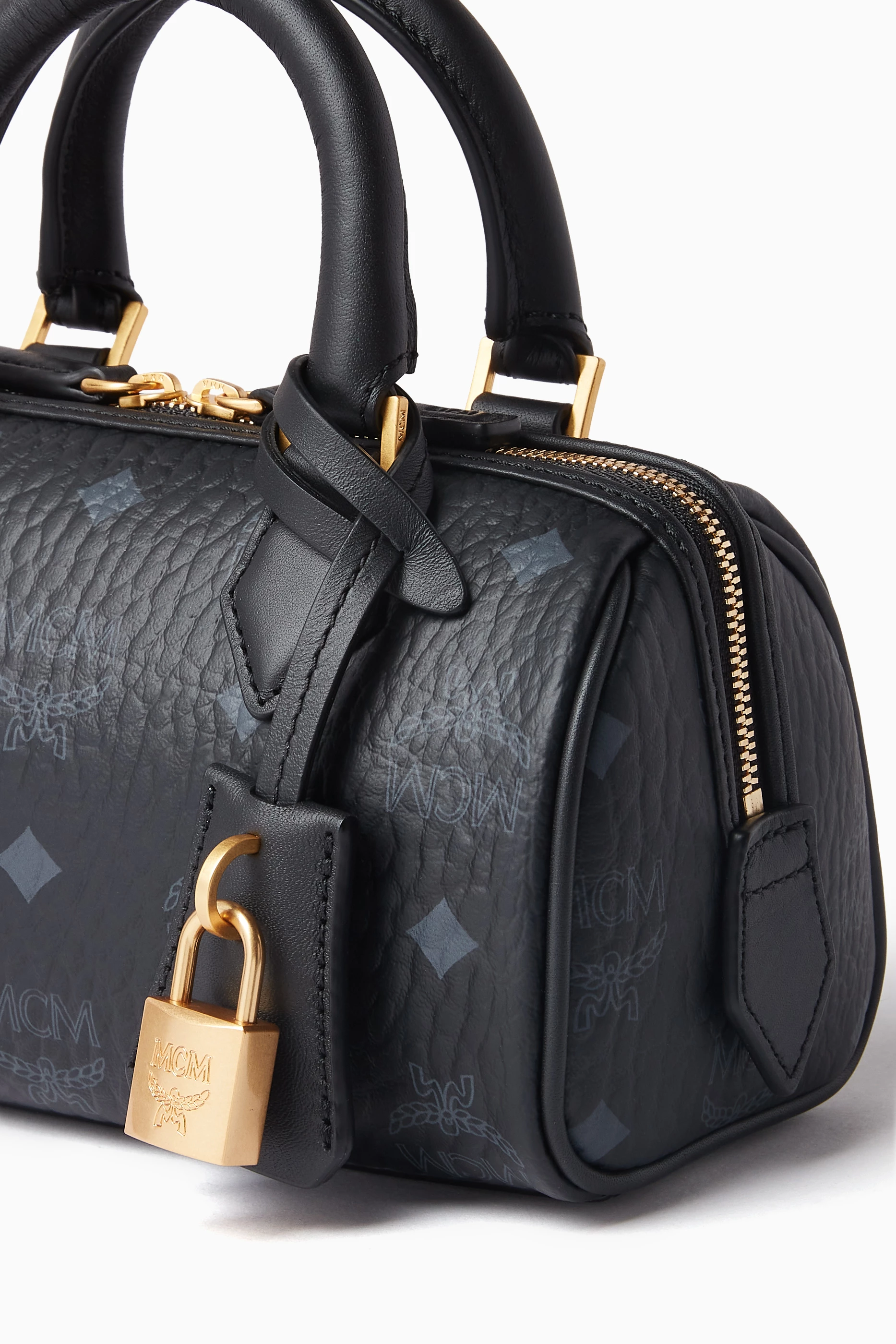 Buy MCM Black Mini Boston Bag in Visetos Canvas For Women Online Ounass Saudi