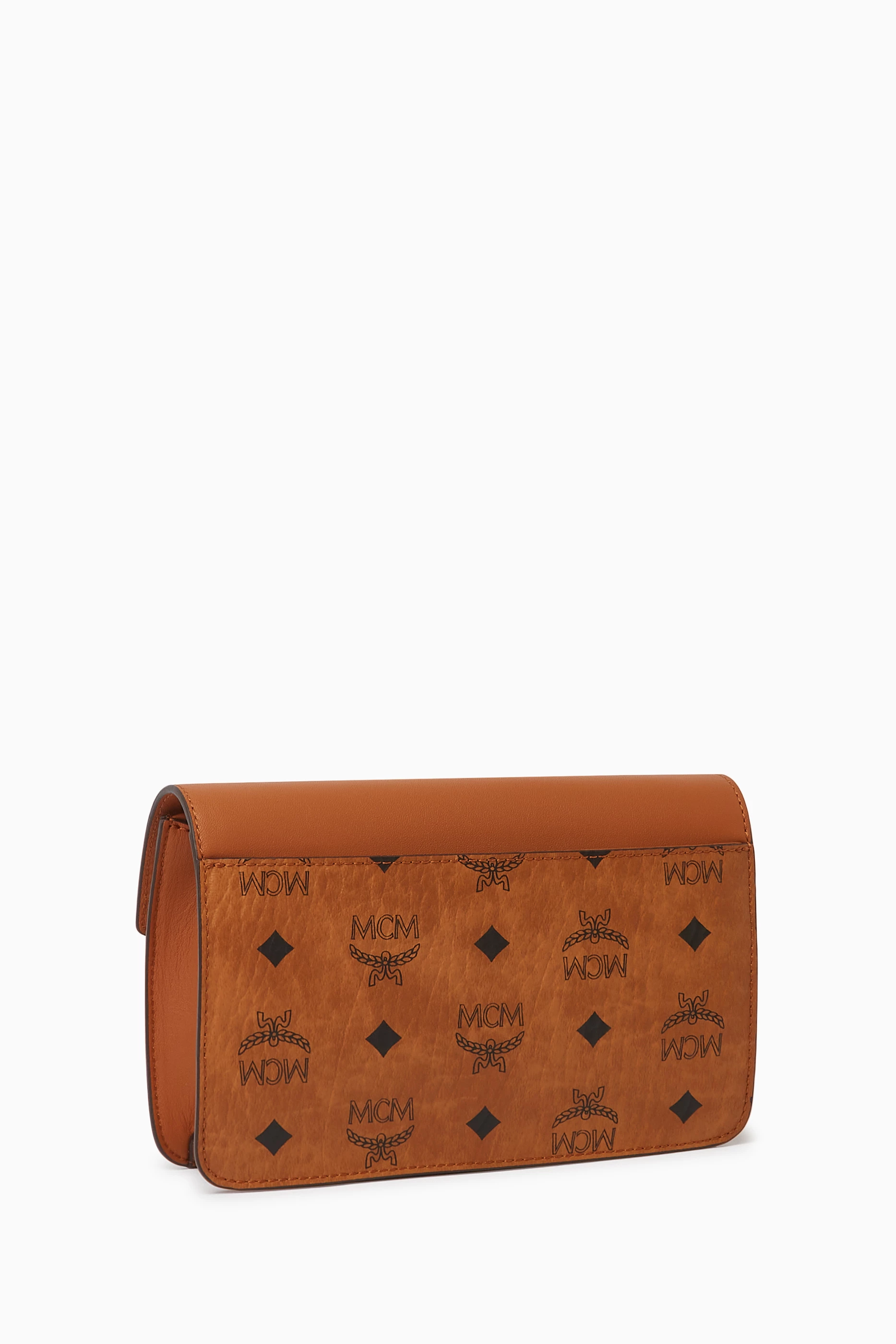 Buy MCM Brown Diamond Crossbody Bag in Visetos Canvas Leather