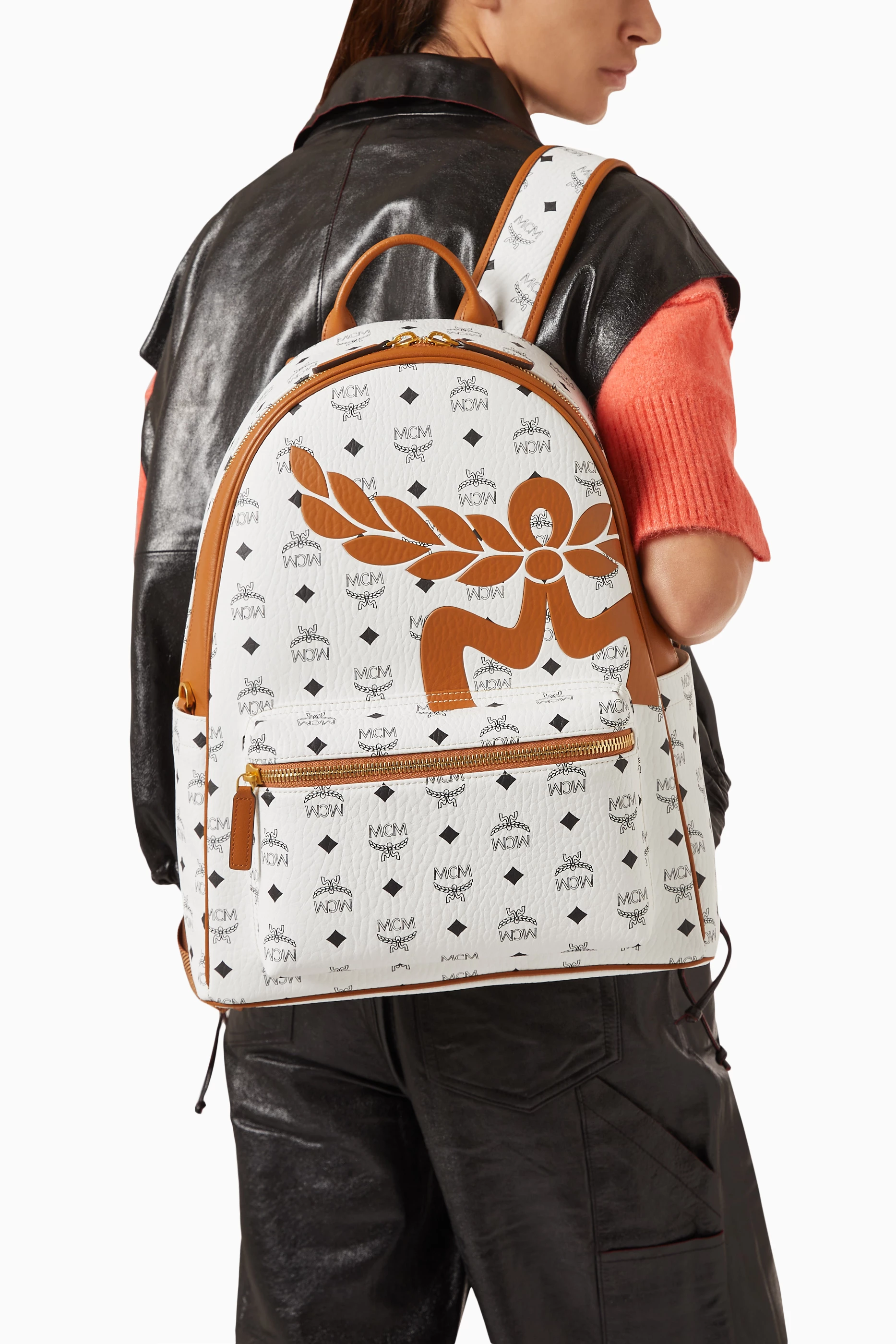 Buy MCM White Medium Stark Backpack in Visetos Canvas For UNISEX Online Ounass Saudi
