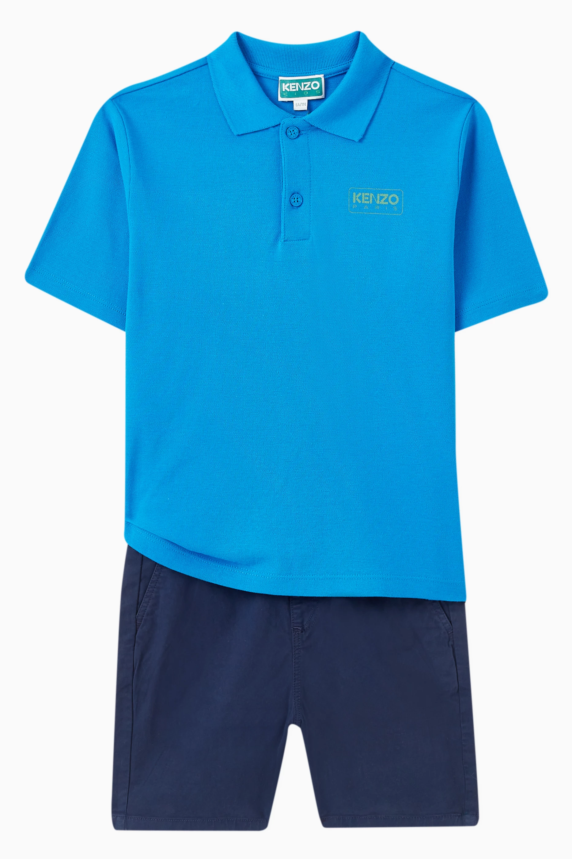 Buy KENZO KIDS Blue Logo-print Polo Shirt in Cotton Piqué For Boys