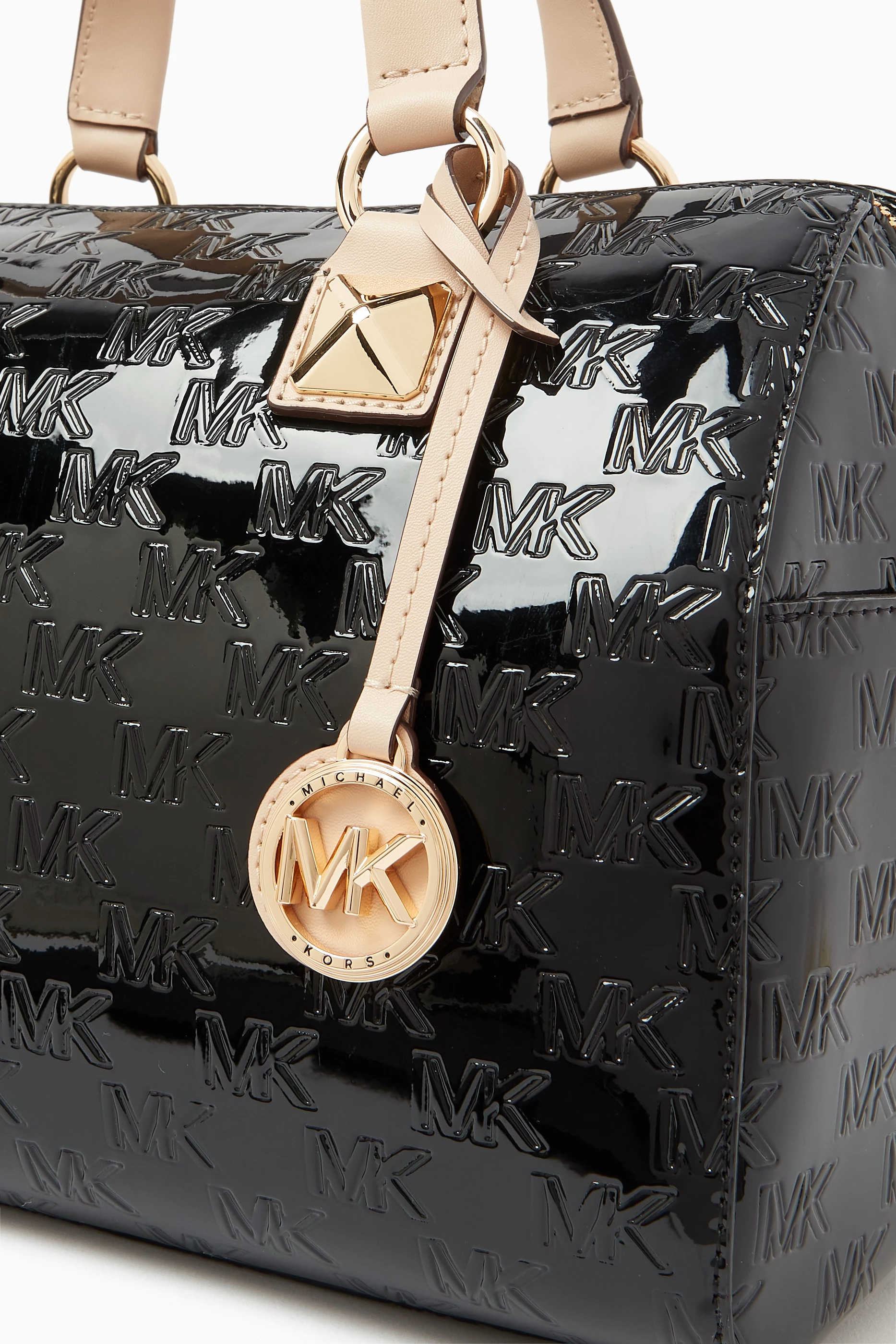 Buy Michael Kors Black Medium Grayson Satchel Bag in Patent Logo Canvas For Women Online Ounass Saudi
