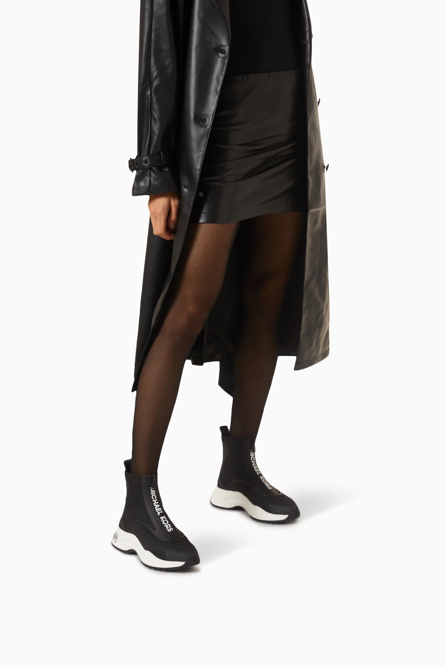 MICHAEL MICHAEL KORS / ショートブーツ/US9/BLK/DARA ZIP BOOTIE/サイズ9M// Buy Michael Kors Black Dara Zip Ankle Boots in Stretch-knit & Faux