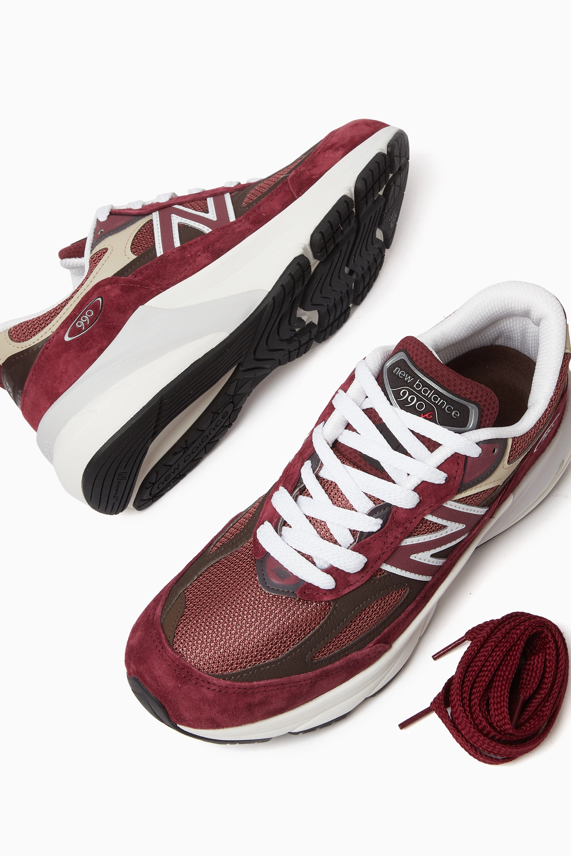 Buy New Balance Burgundy Made in USA 990v6 Sneakers in Suede