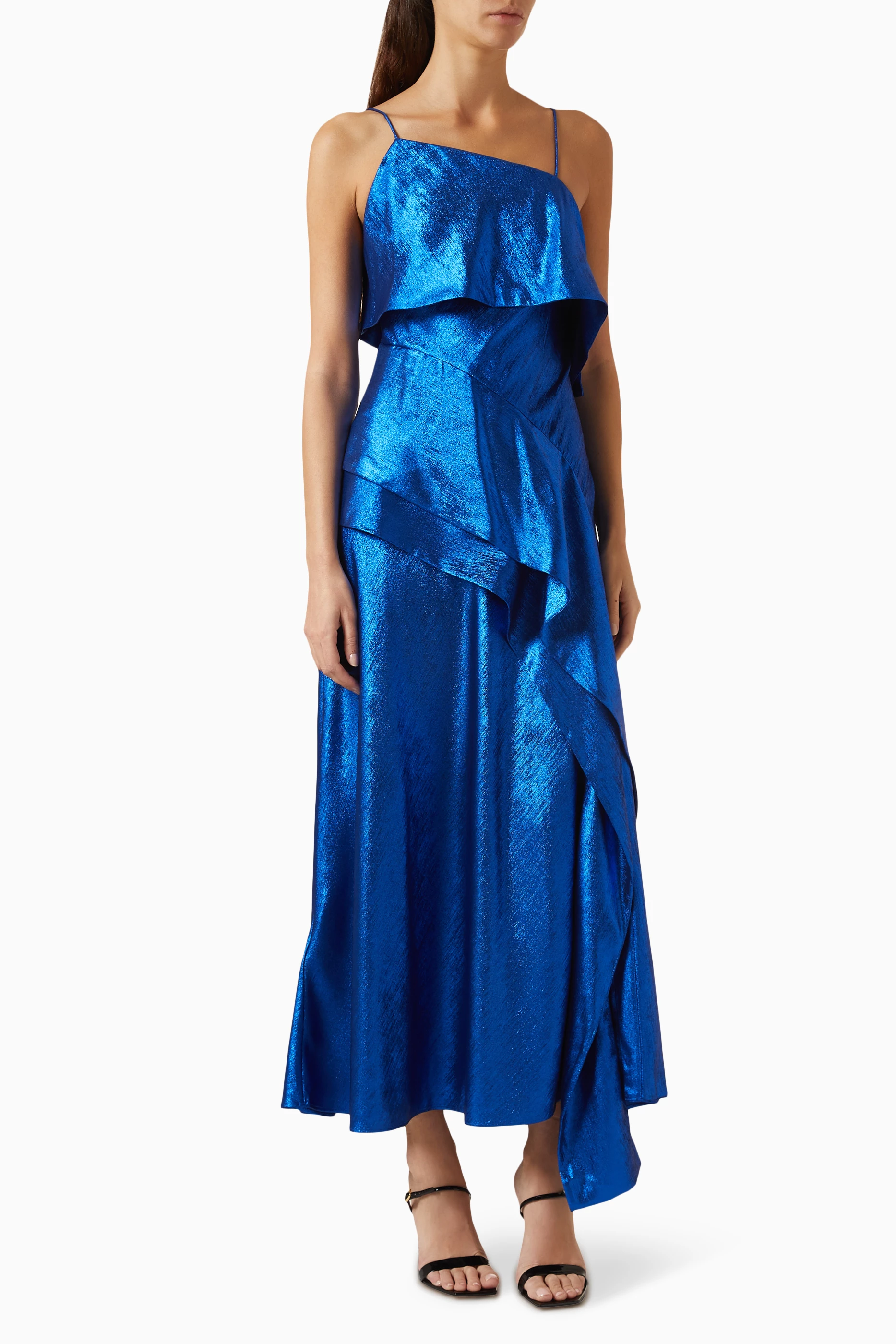 Buy Acler Blue Harley Midi Dress in Metallic-fabric For Women Online |  Ounass Saudi
