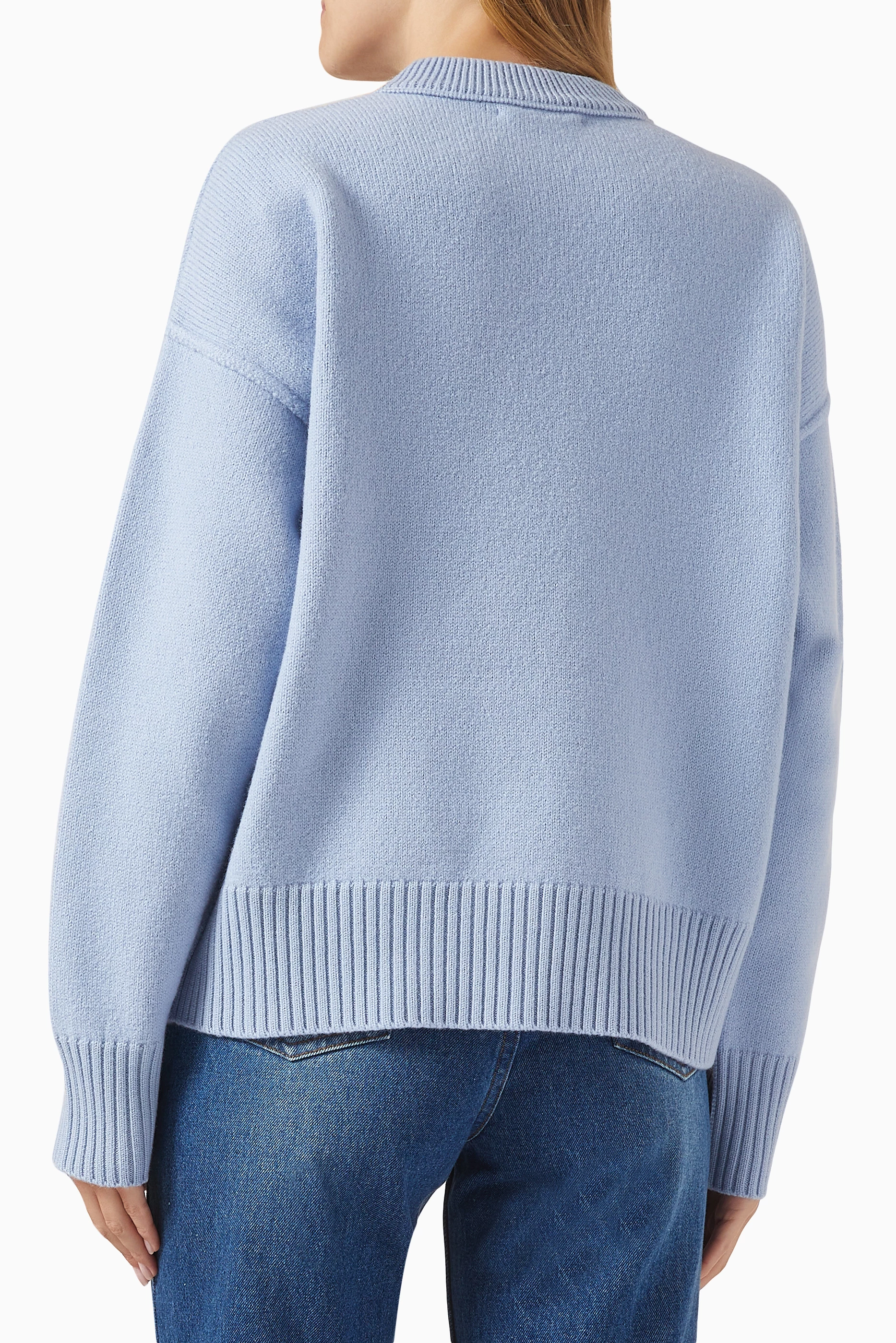 Buy AMI Blue Logo ADC Sweater in Wool For Women Online | Ounass Saudi