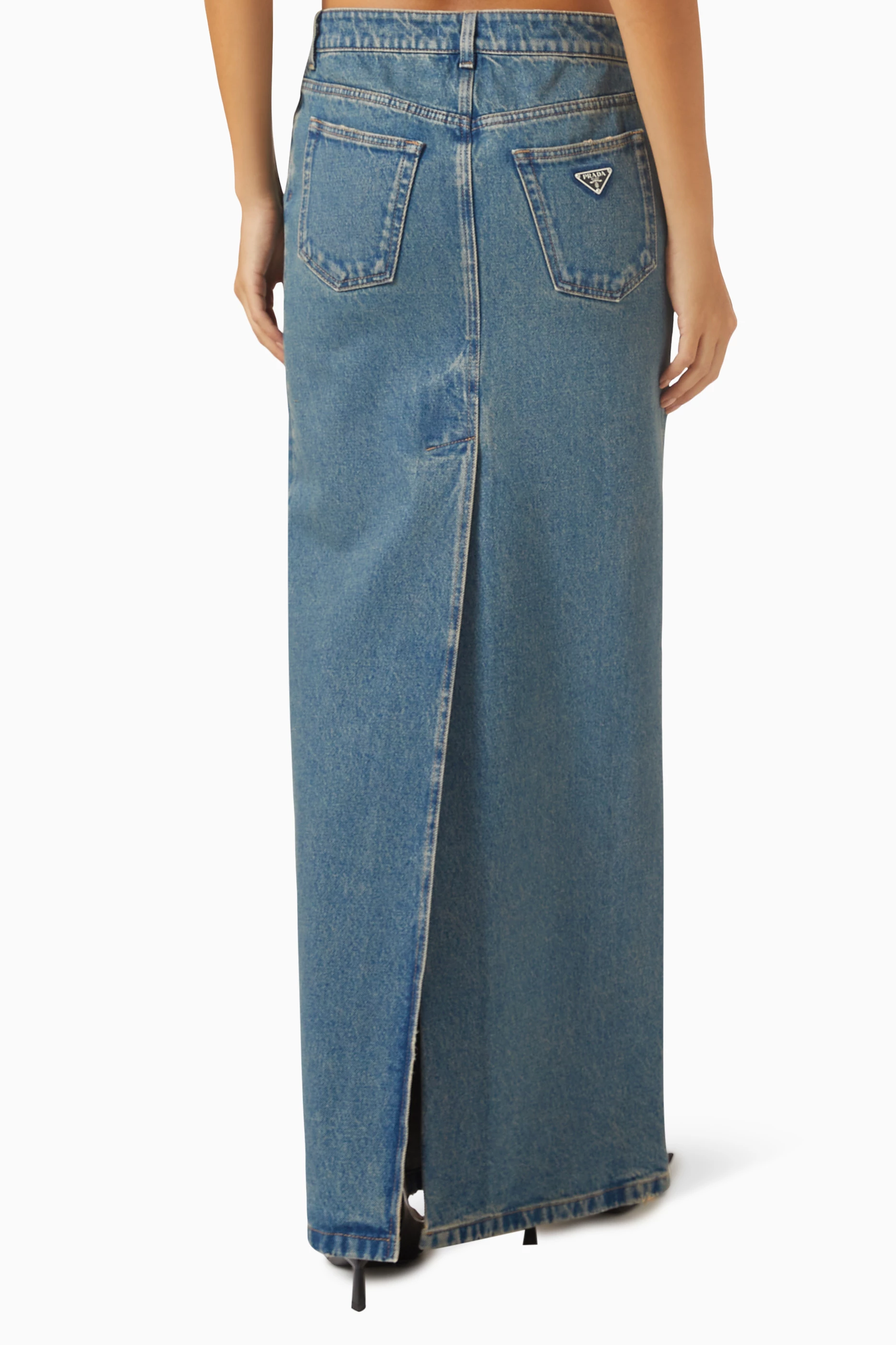 Buy Prada Blue Maxi Skirt in Denim For Women Online | Ounass