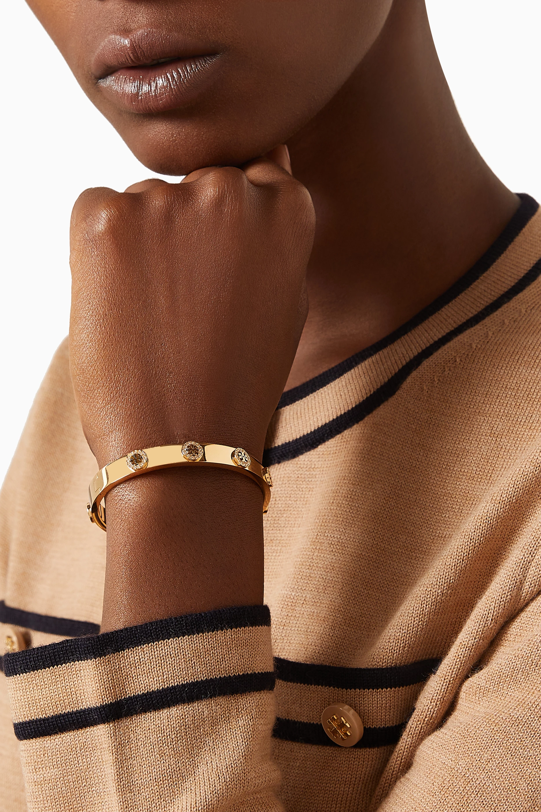 Logo stud hinge bracelet tory burch deals