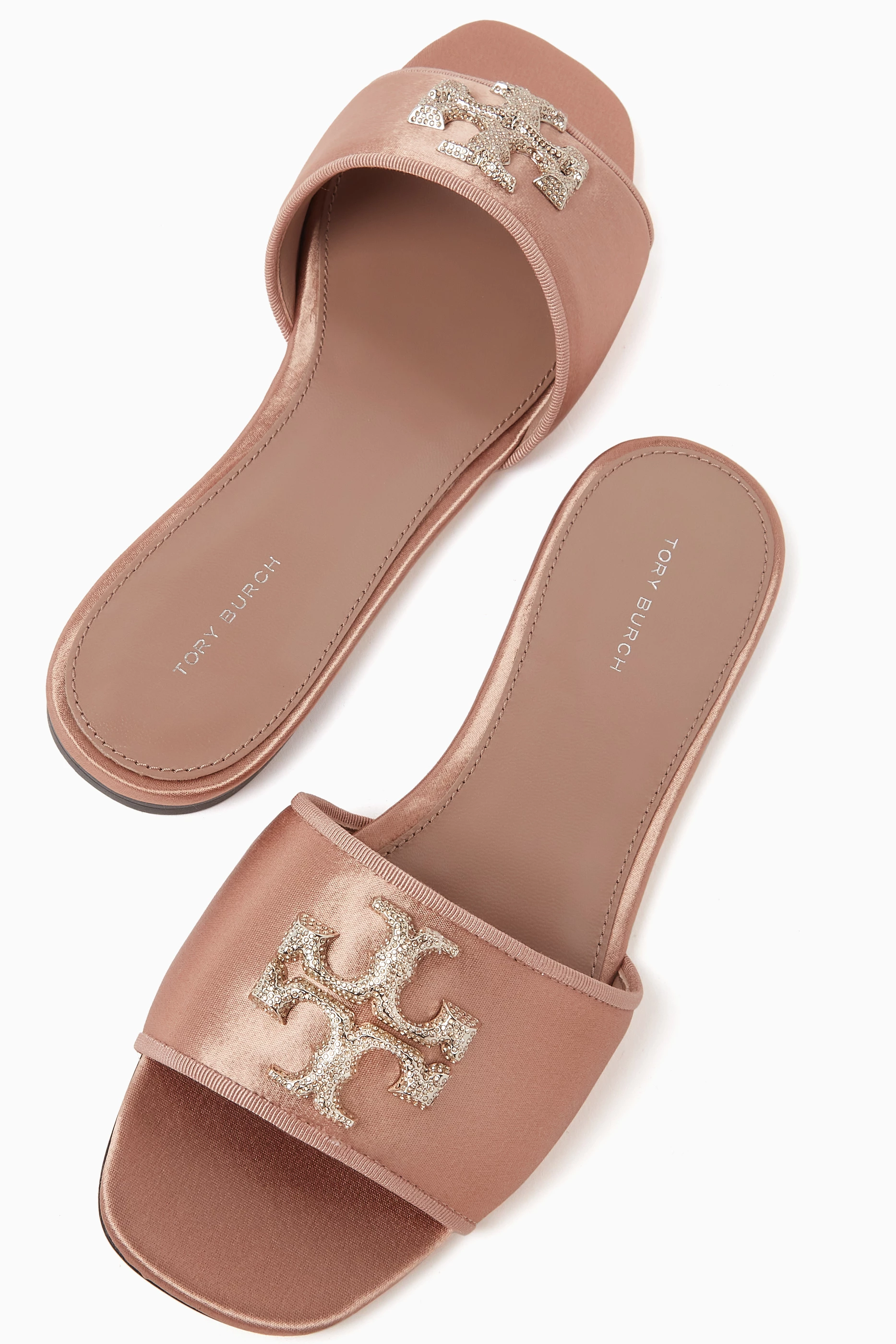 Buy Tory Burch Pink Eleanor Pave Slides in Satin For Women Online Ounass Saudi
