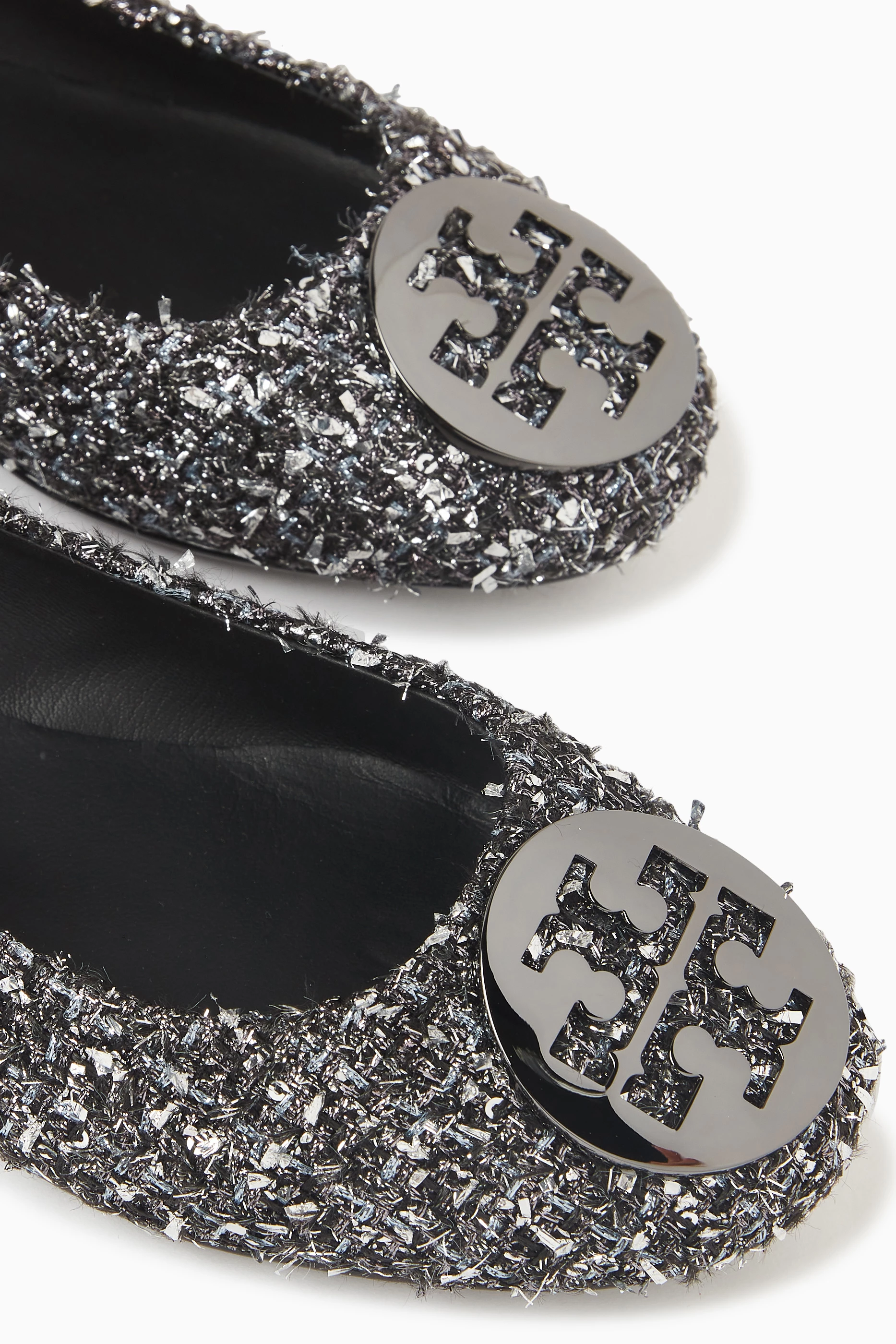 Buy Tory Burch Grey Minnie Pave Travel Ballet Flats in Tweed For Women Online Ounass Saudi
