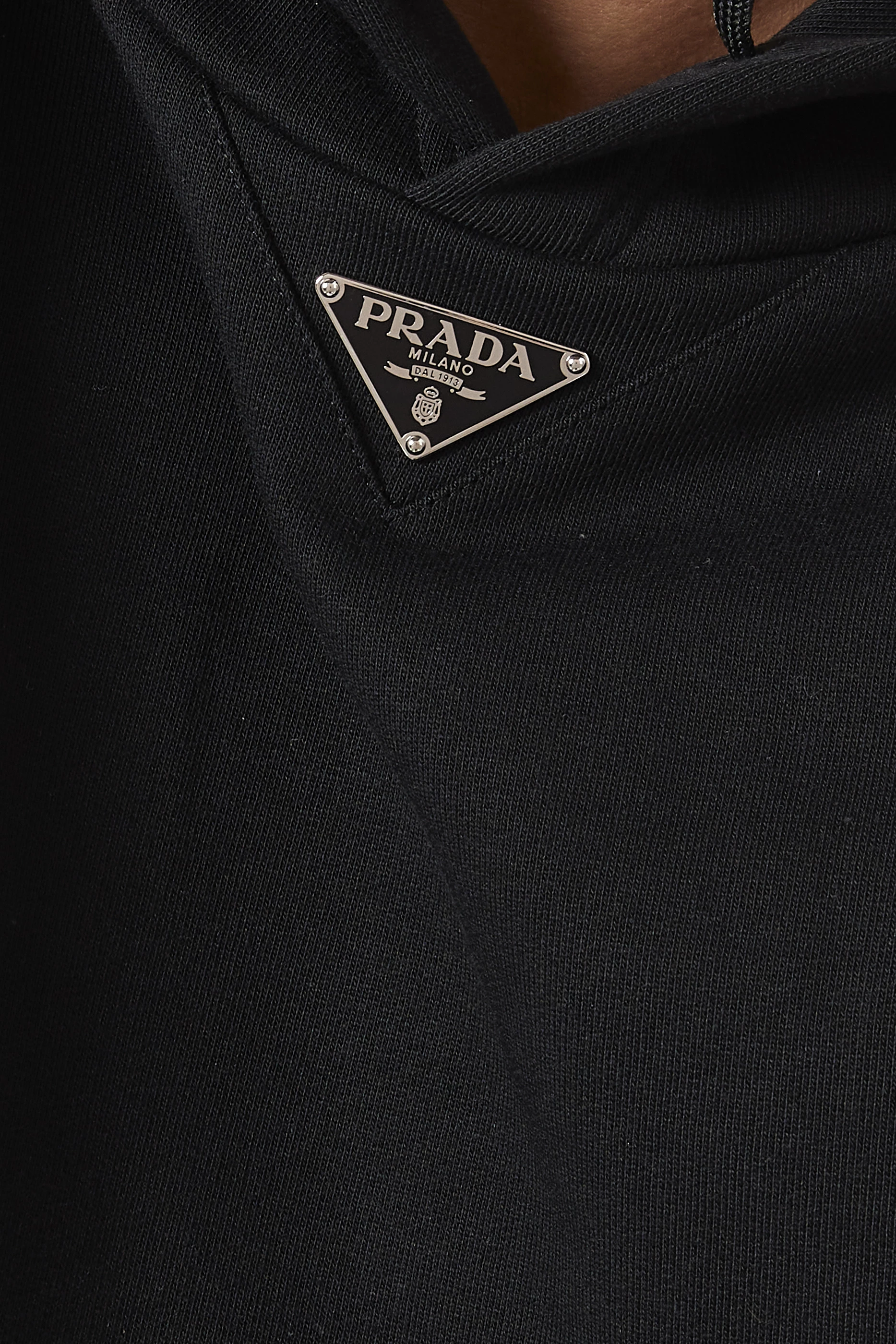 Buy Prada Black Logo Hoodie in Technical Cotton For Men Online Ounass Saudi