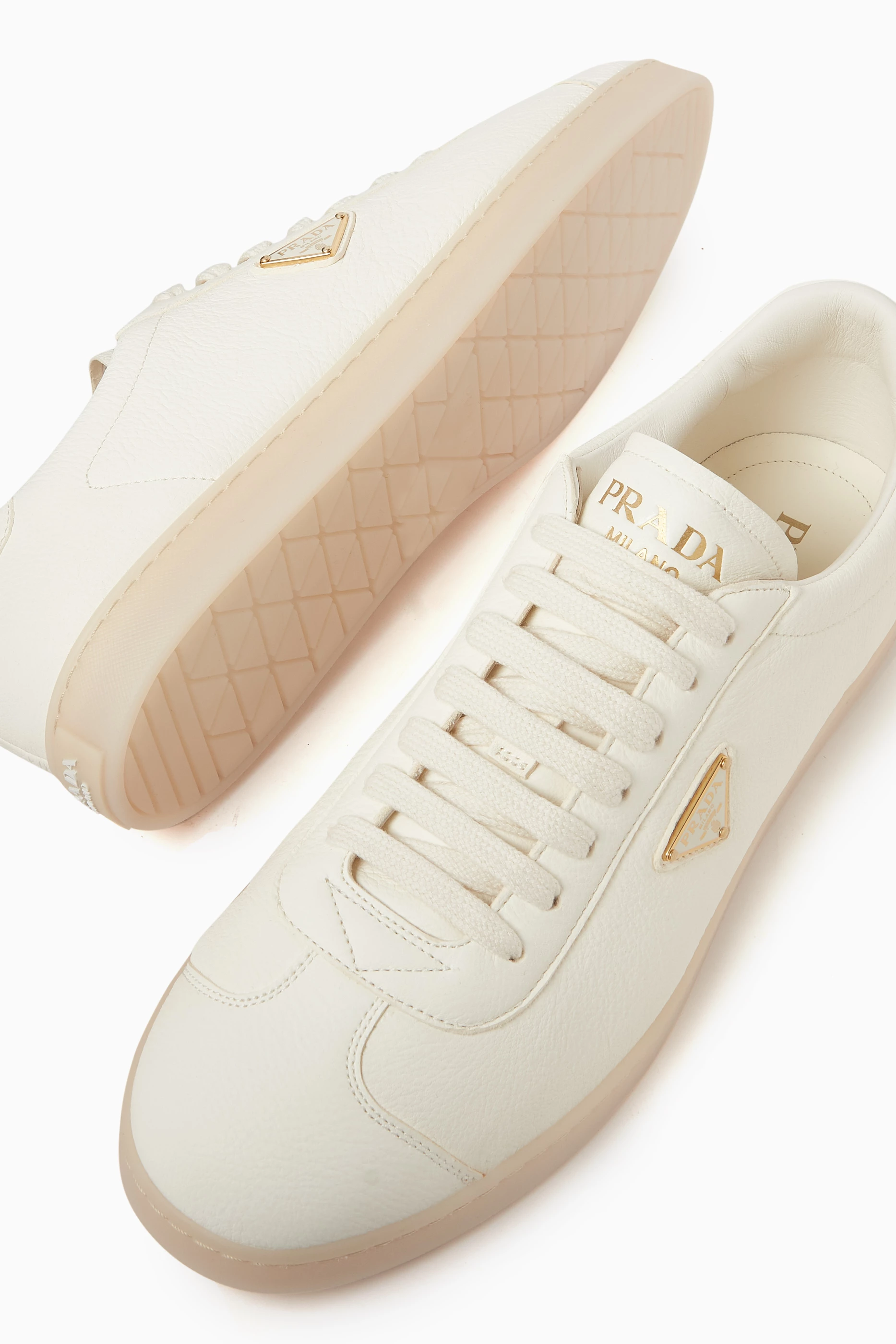 Buy Prada Neutral Lane Sneakers in Leather For Men Online Ounass Saudi