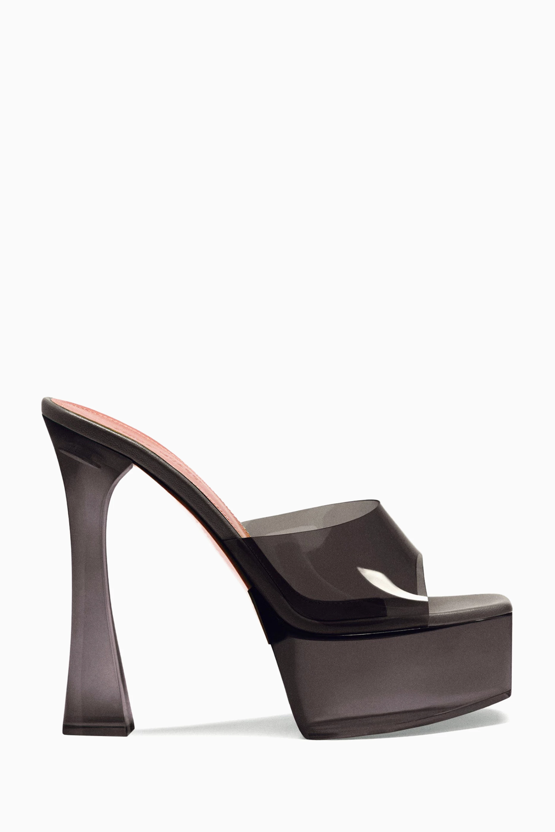 Buy Amina Muaddi Black Dalida 140 Platform Sandals in PVC For