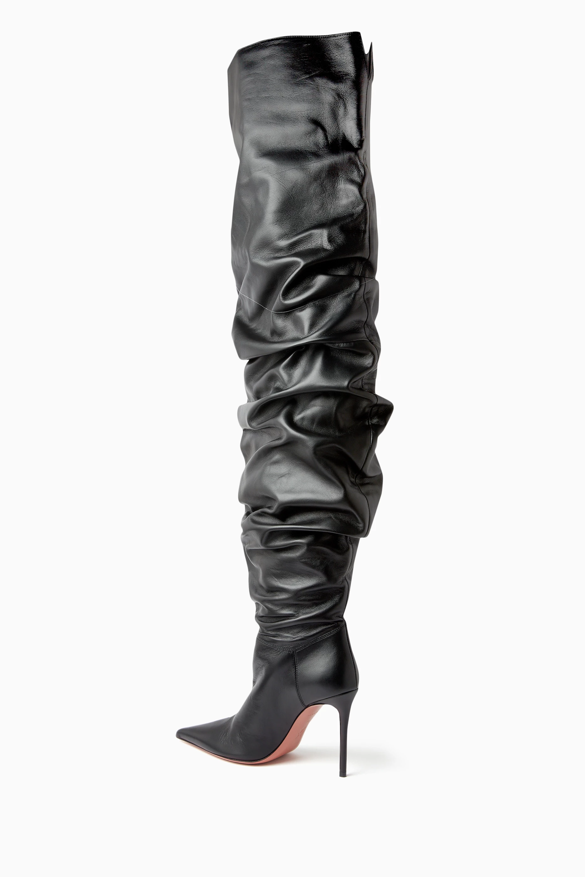 AMINA MUADDI 13S362498JULBLACK 関税送料込 Buy Amina Muaddi Black Jahleel 95 Thigh-high Boots in Nappa
