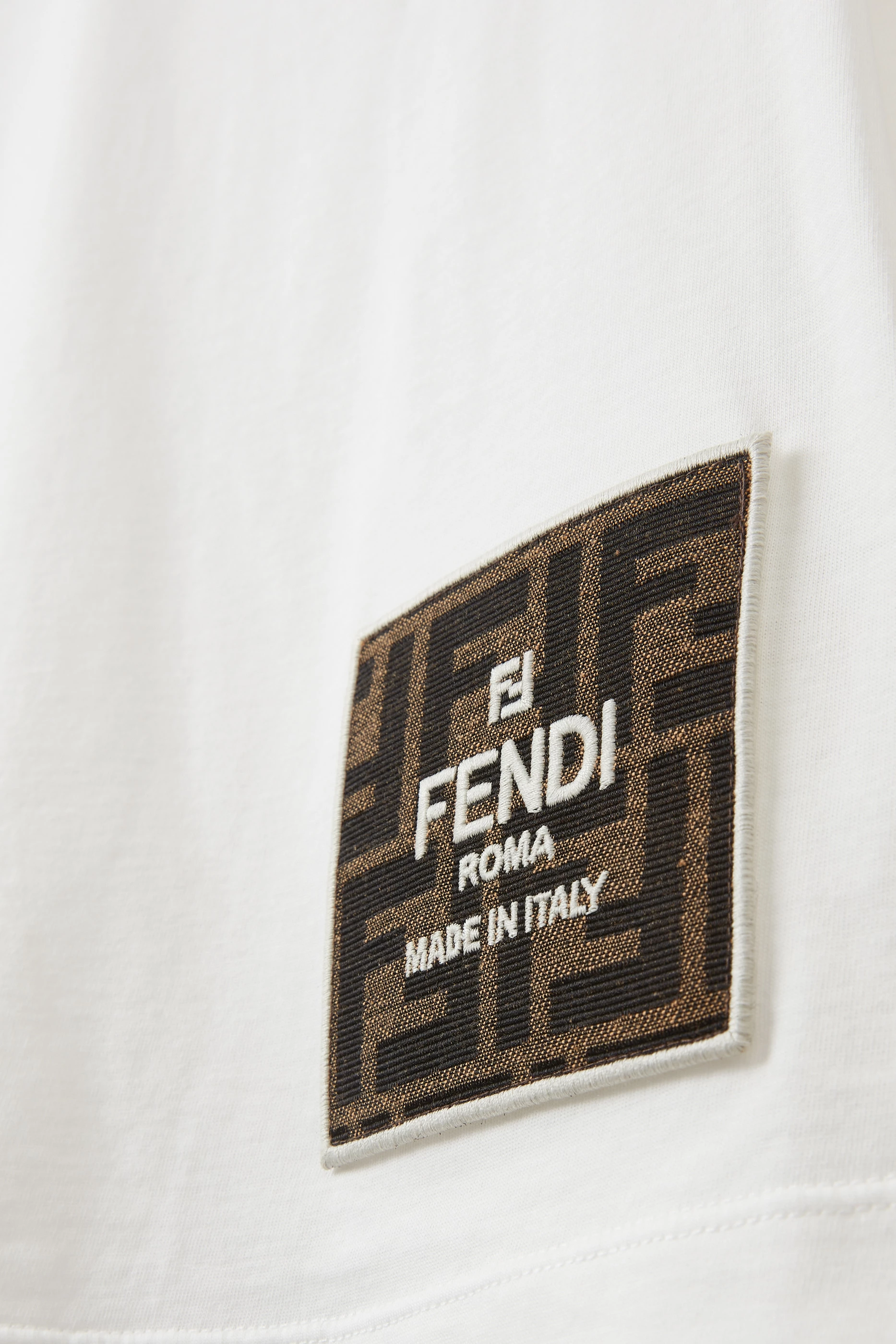 Buy Fendi White Logo Tag T Shirt in Cotton For Boys Online Ounass Saudi