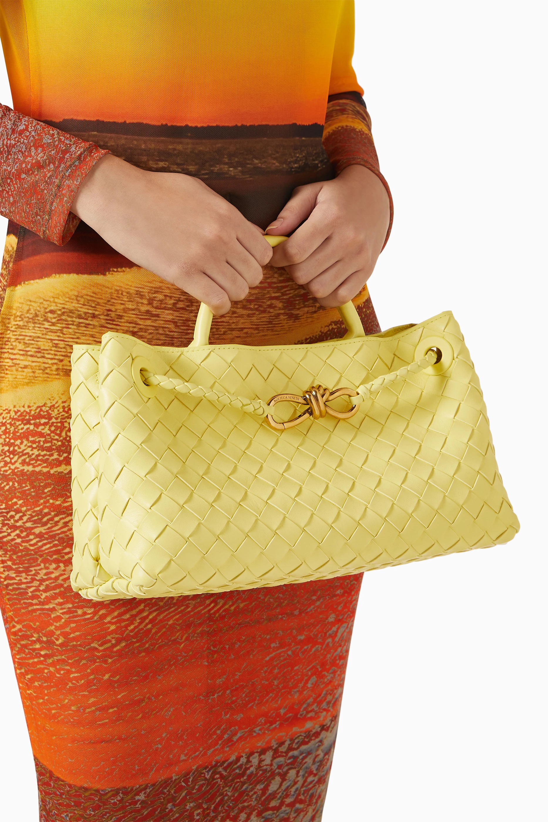 Buy Bottega Veneta Yellow Small East/West Andiamo Top-handle Bag - Main Image