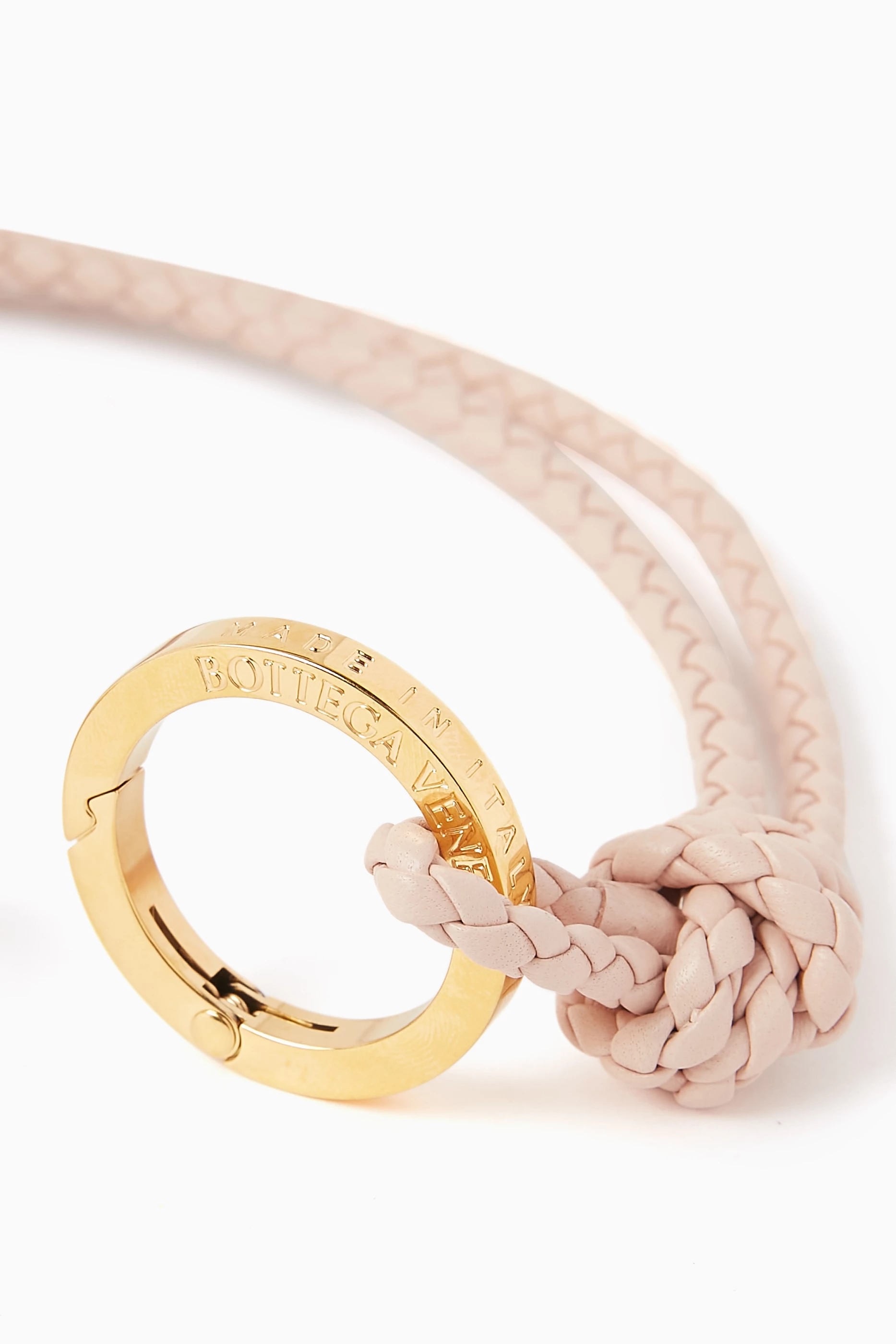 Buy Bottega Veneta Pink Long Key Ring in Braided Leather For Women