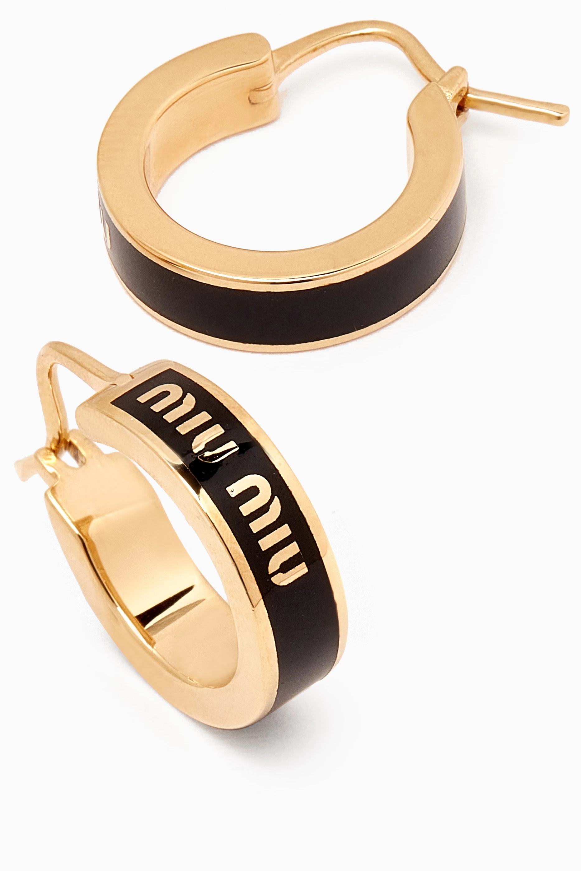 【MiuMiu】SMALL HOOP EARRINGS WITH LOGO Gold Small Hoop Earrings With Logo | Miu Miu