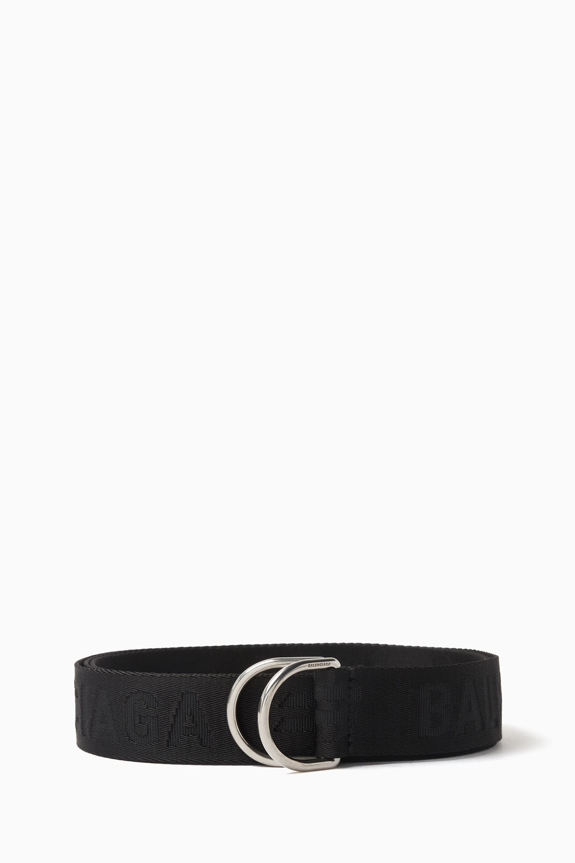 Buy Balenciaga Black Logo Jacquard D-ring Belt in Webbing  display picture 1
