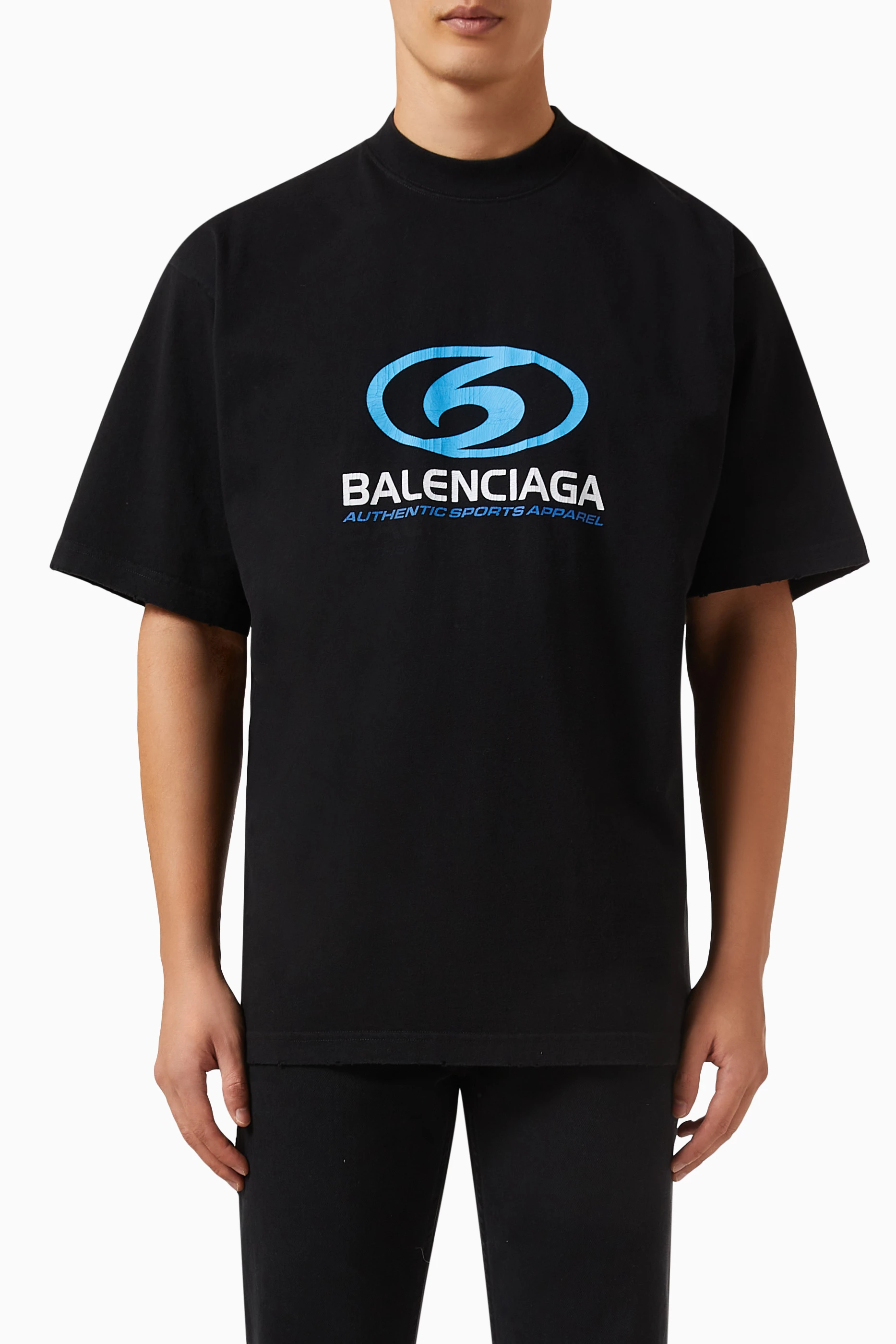 Buy Balenciaga Black Unisex Surfer Medium fit T shirt in Vintage Jersey For UNISEX Online Ounass Saudi
