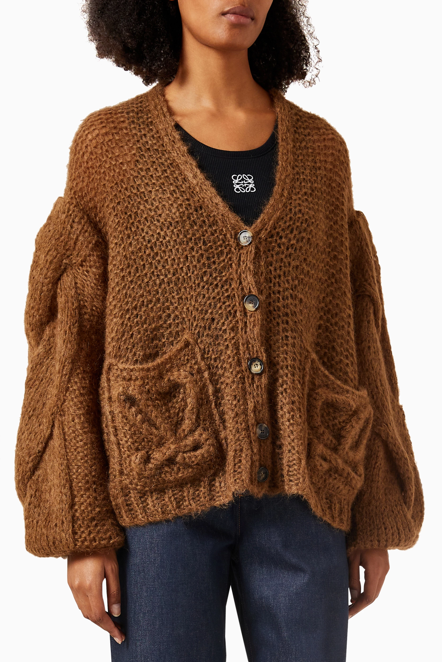 Buy LOEWE Brown Anagram Cardigan in Mohair For Women Online