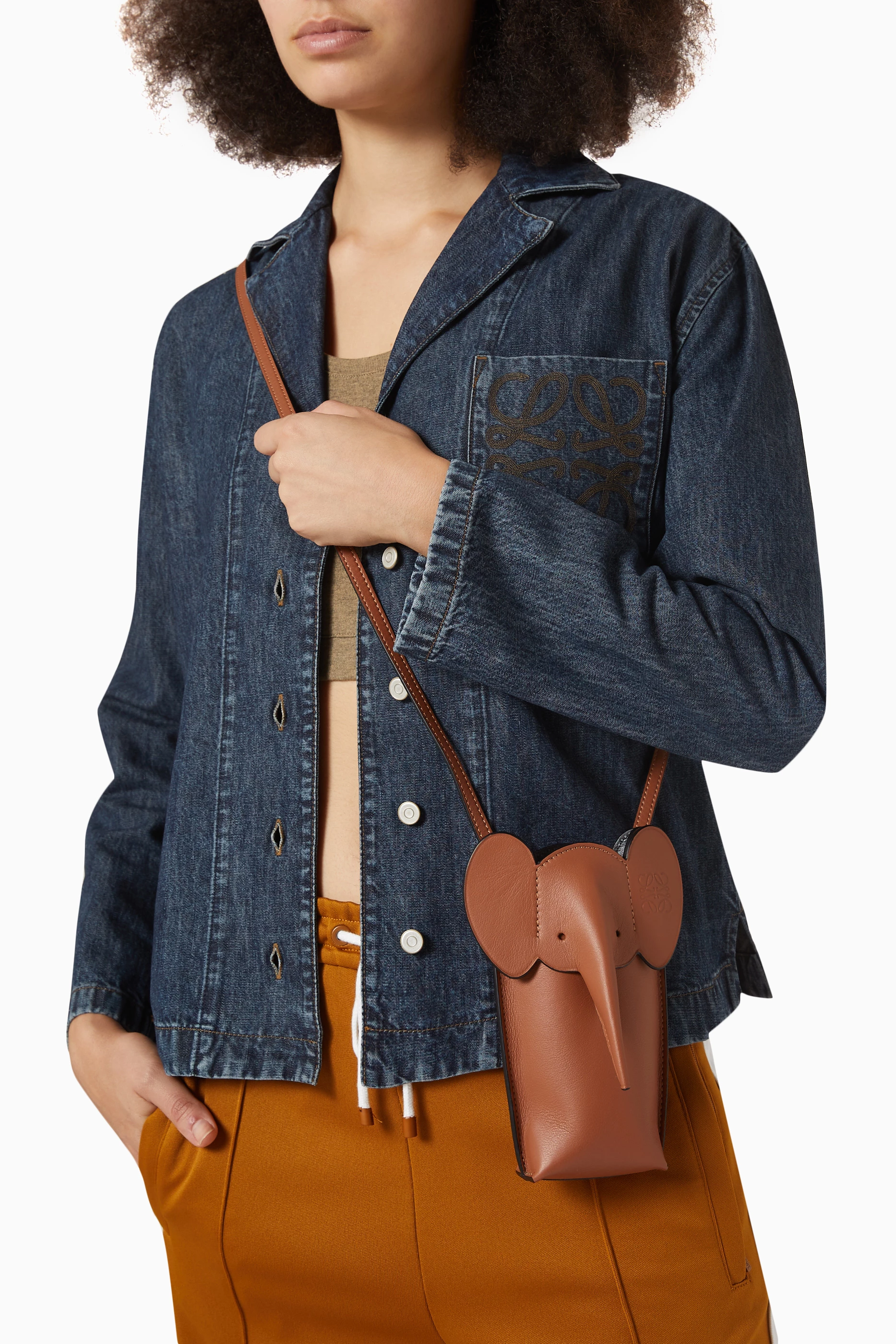 Buy LOEWE Brown Elephant Pocket Bag in Classic Calfskin For