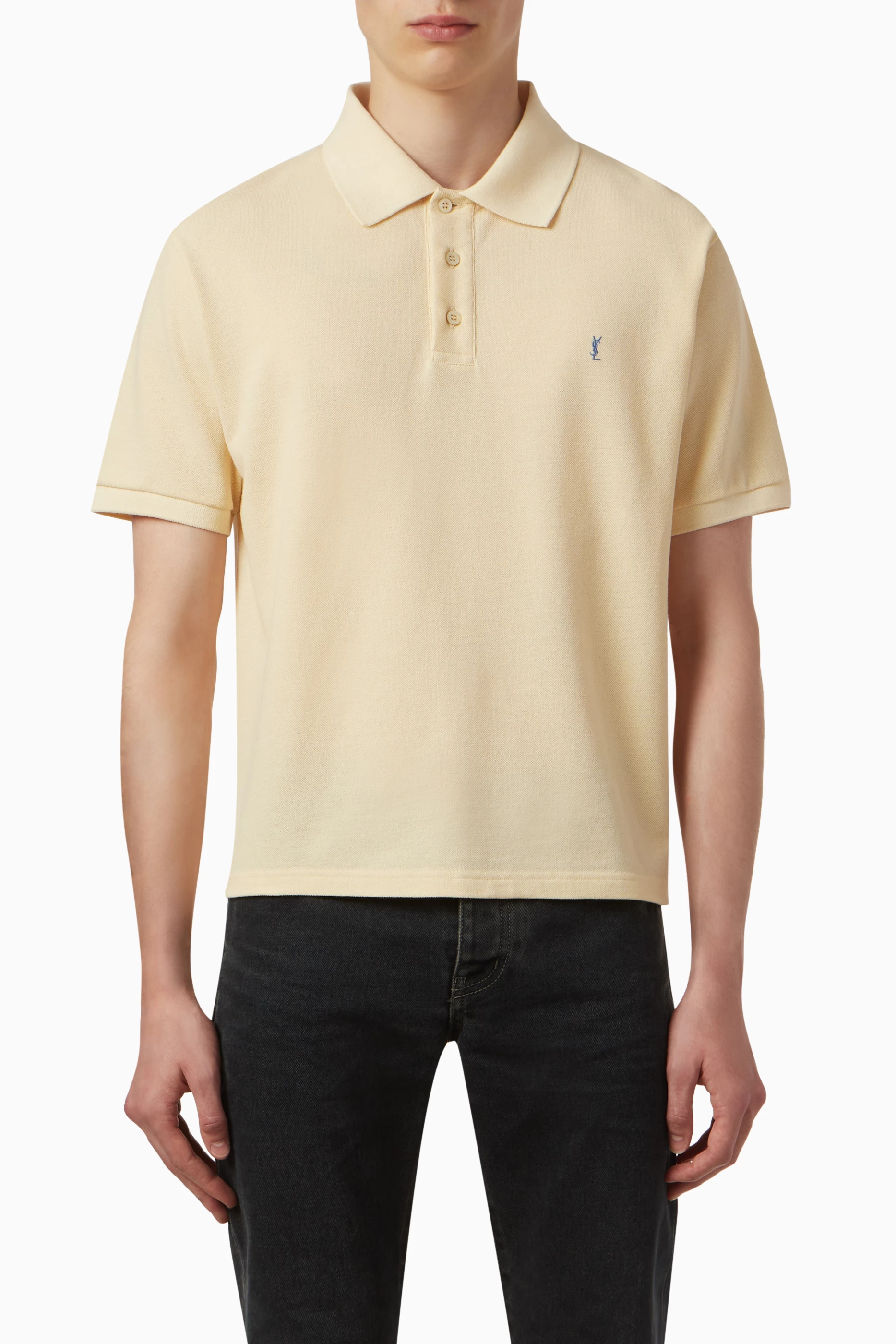 Buy SAINT LAURENT Yellow Cassandre Polo Shirt in Pique For Men Online Ounass Saudi