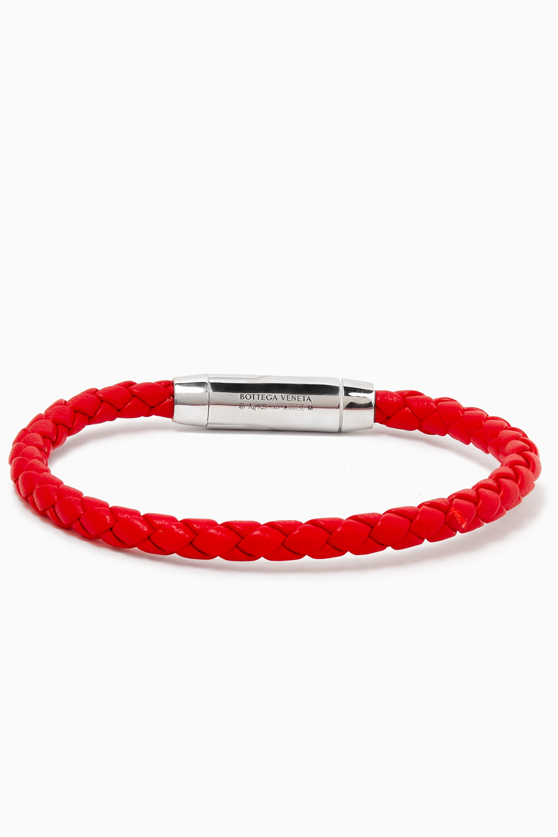 Buy Bottega Veneta Red Braid Clasp Bracelet in Leather For Men Online Ounass Saudi