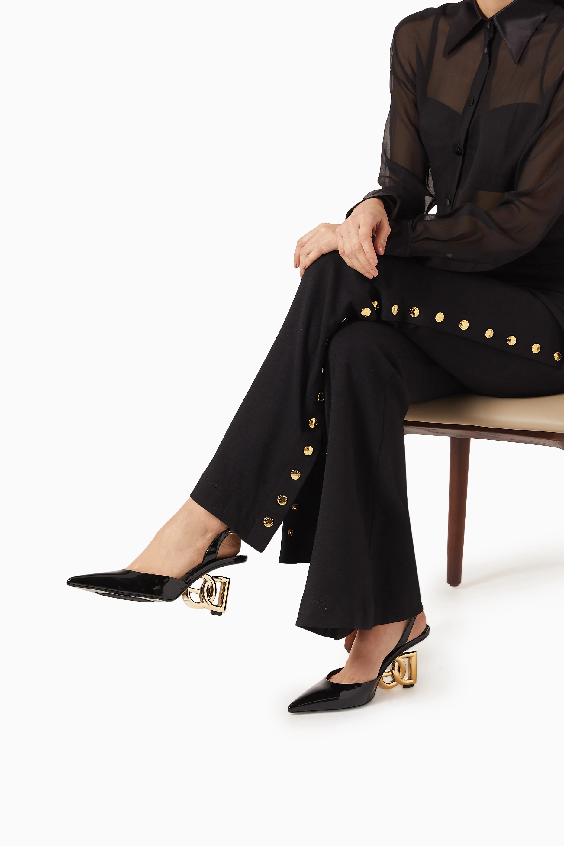 パンプス DOLCE & GABBANA LOLLO PUMPS IN PATENT LEATHER Lollo patent leather slingback pumps in black - Dolce