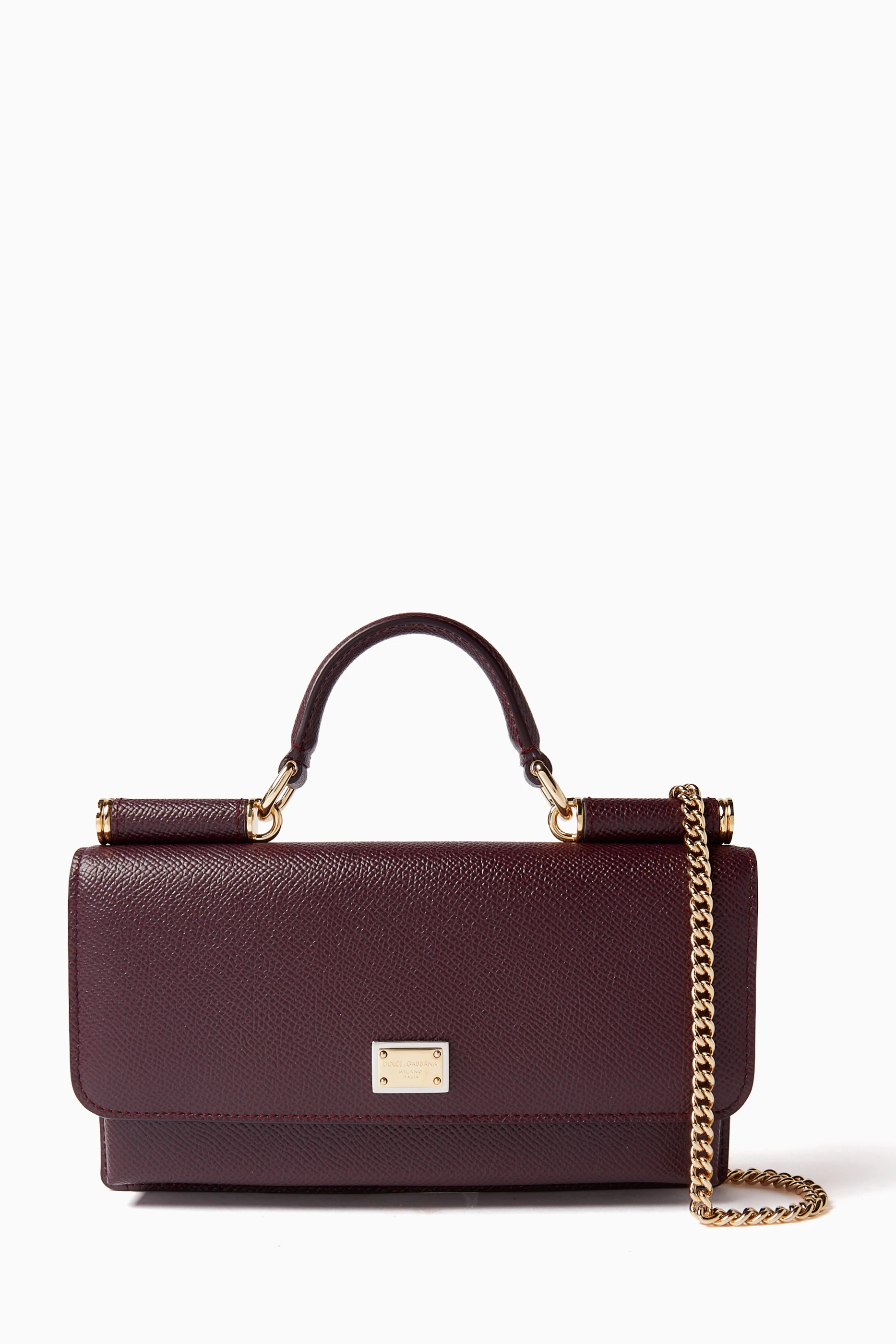Buy Dolce Gabbana Burgundy Mini Wallet on Chain in Leather For Women Online Ounass Saudi